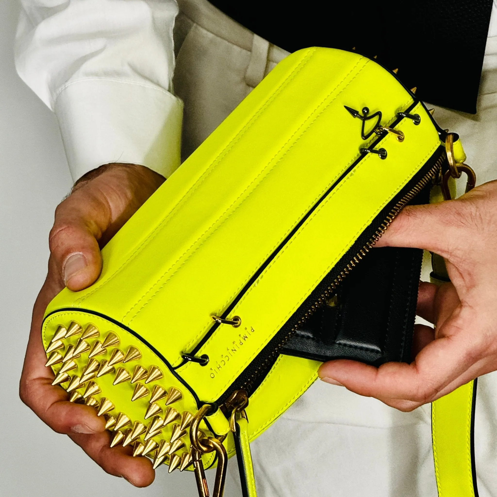 140E Tube Cross-body Bag in Yellow with Chain