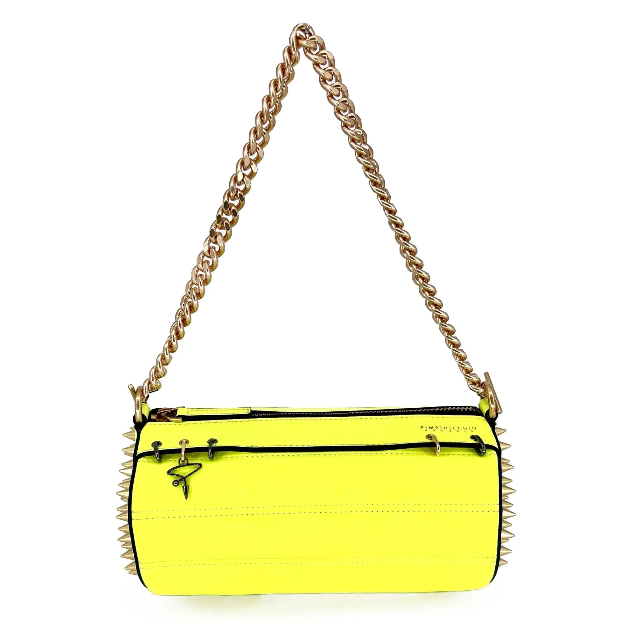 140E Tube Cross-body Bag in Yellow with Chain