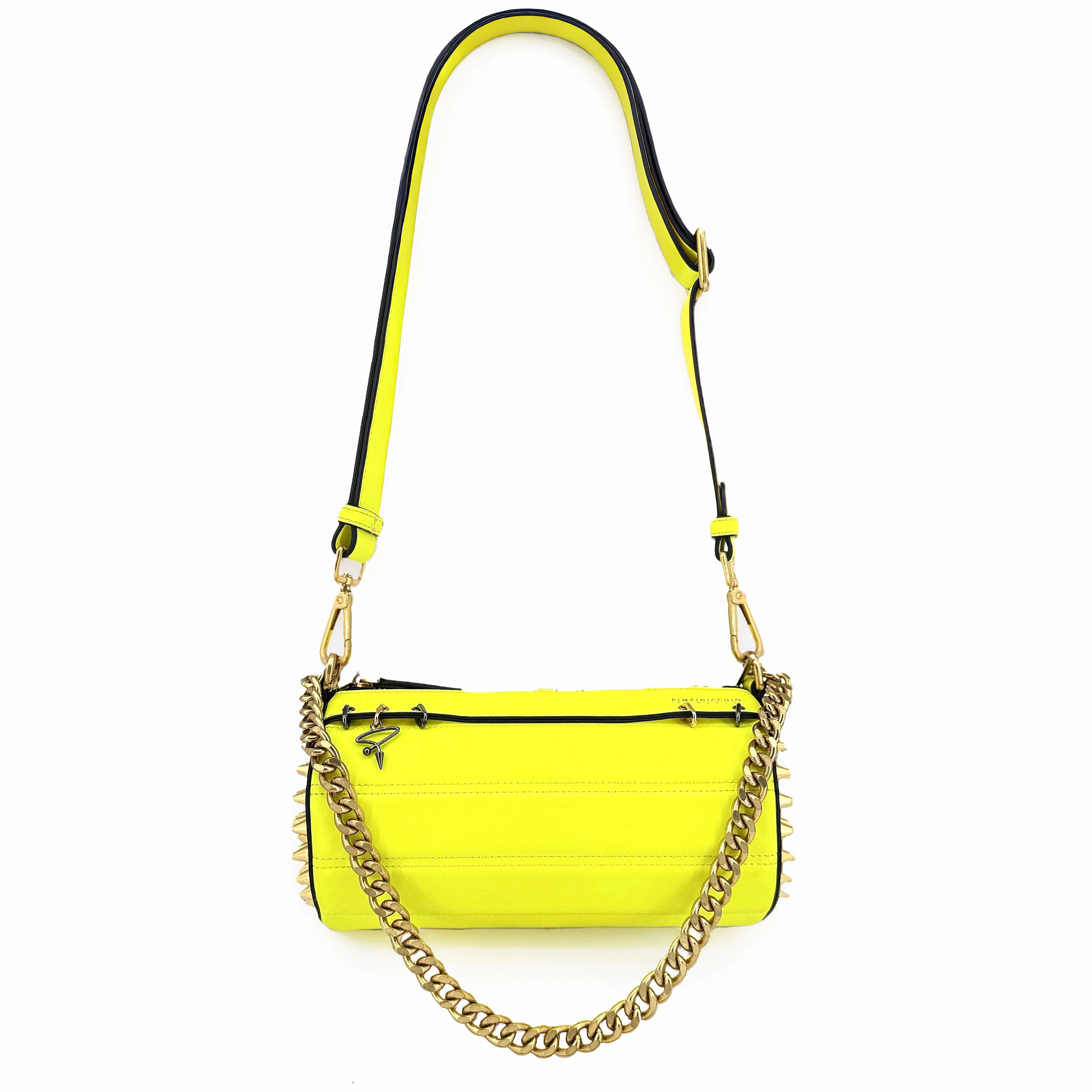 140E Tube Cross-body Bag in Yellow with Chain