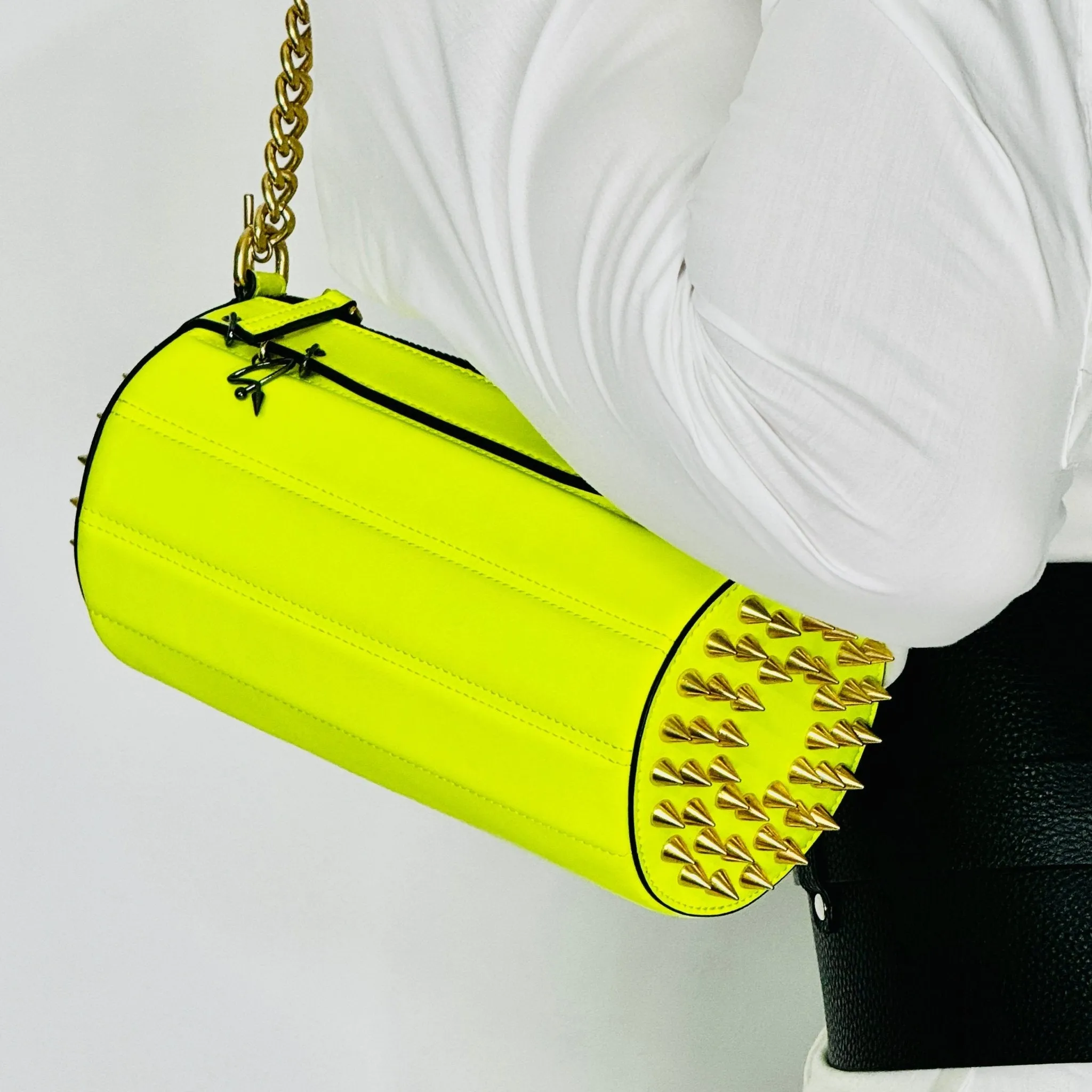 140E Tube Cross-body Bag in Yellow with Chain