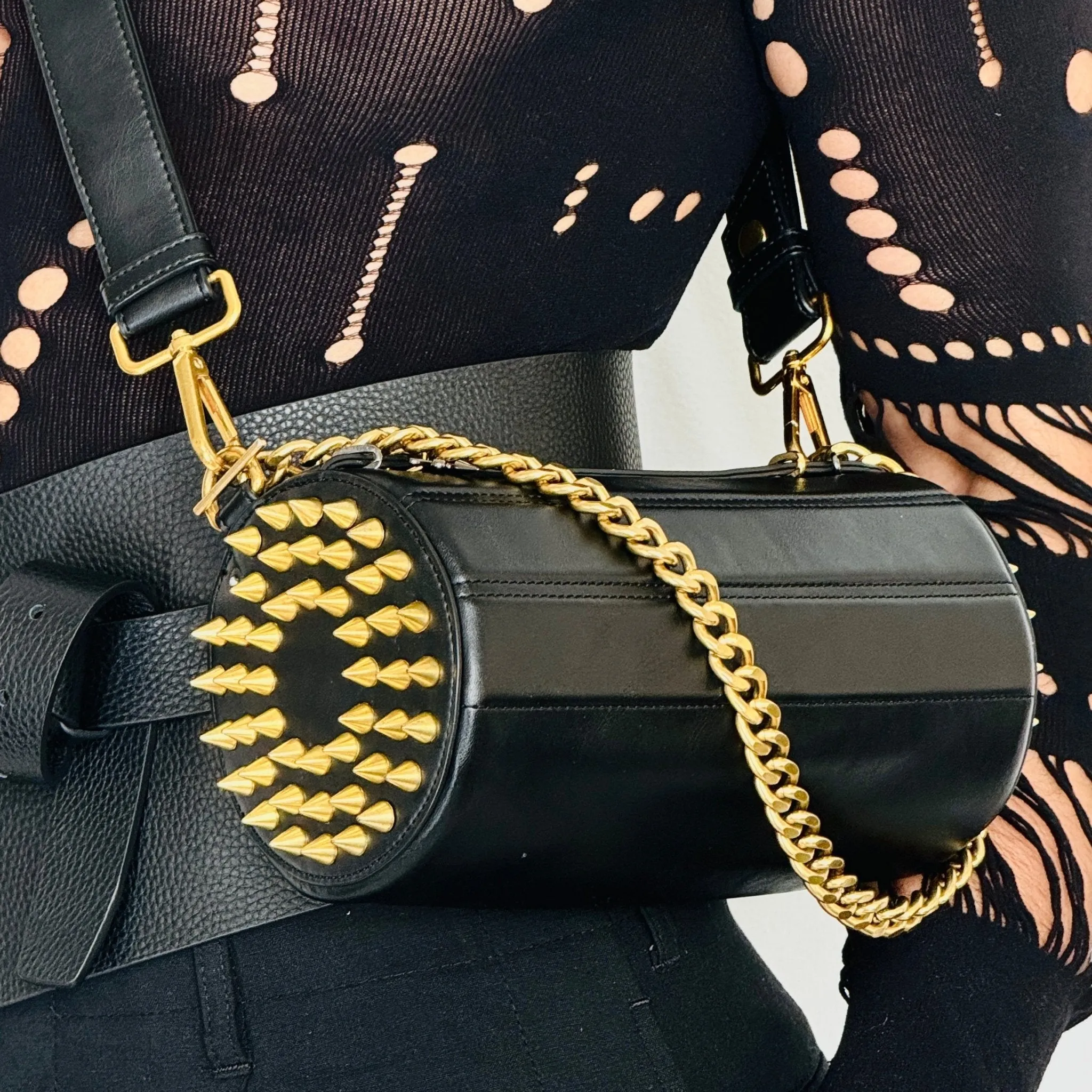 140E Tube Cross-body Bag in Yellow with Chain