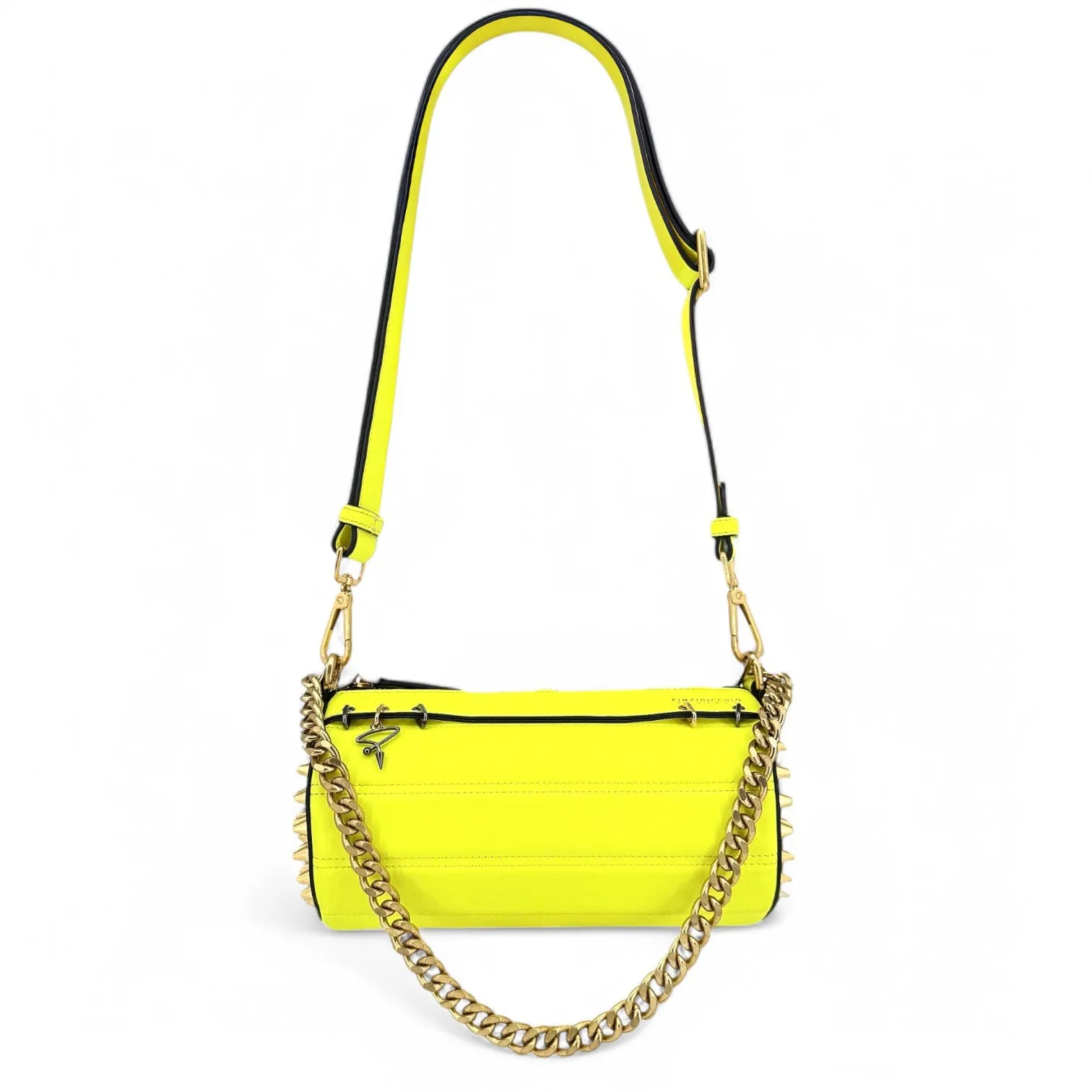 140E Tube Cross-body Bag in Yellow with Chain