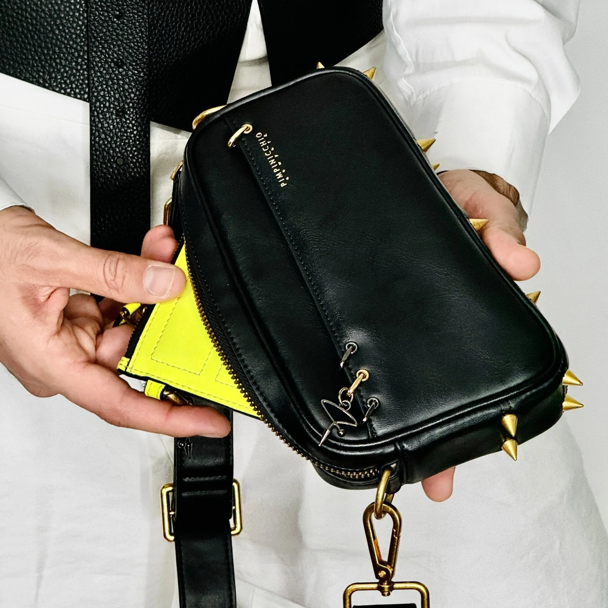 200W Asymmetrical Belt Bag In Black
