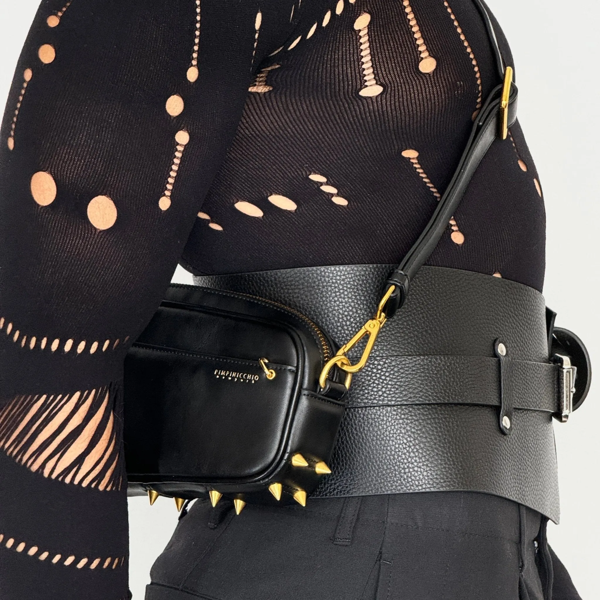 200W Asymmetrical Belt Bag In Black