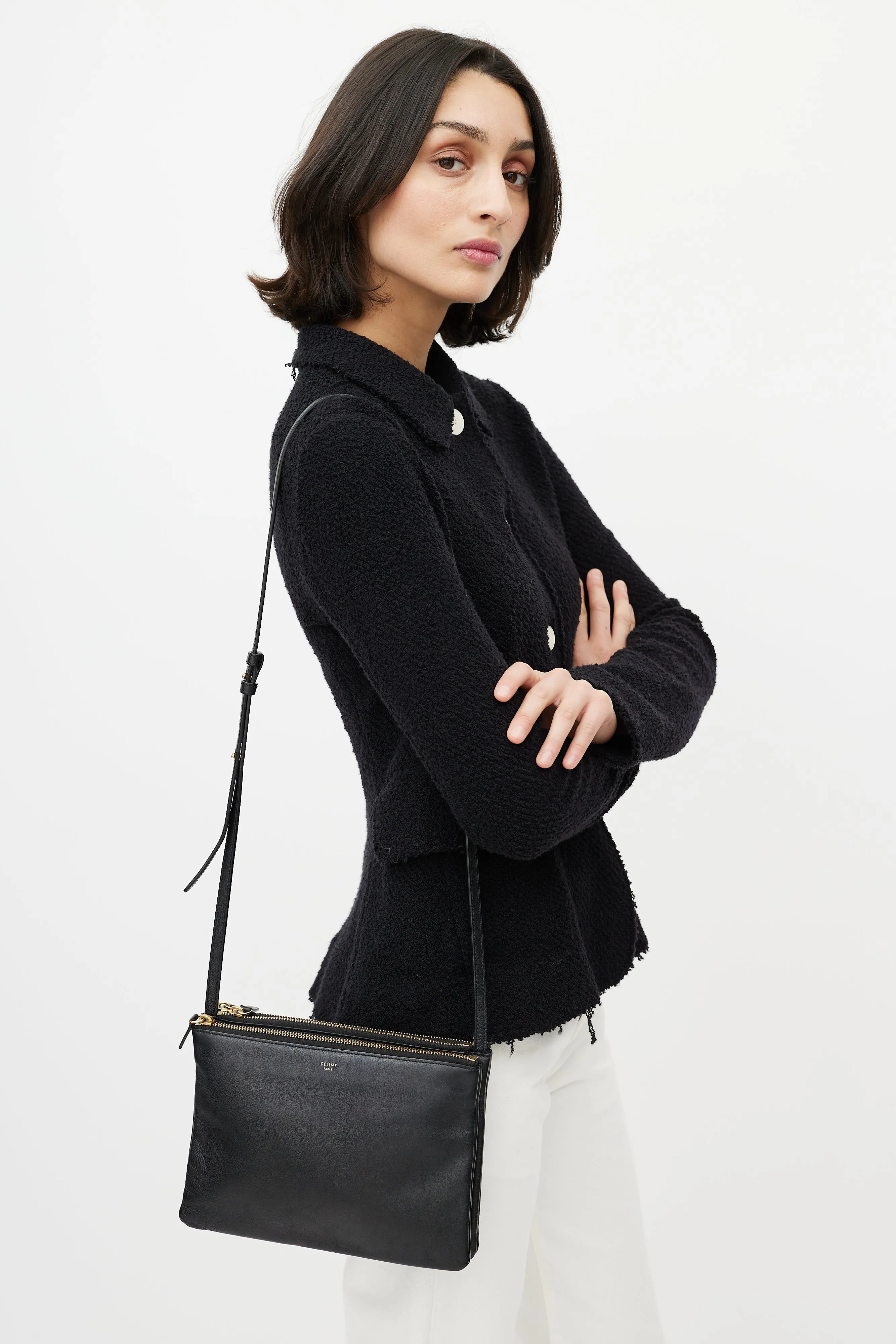 2014 Black Large Trio Crossbody Bag