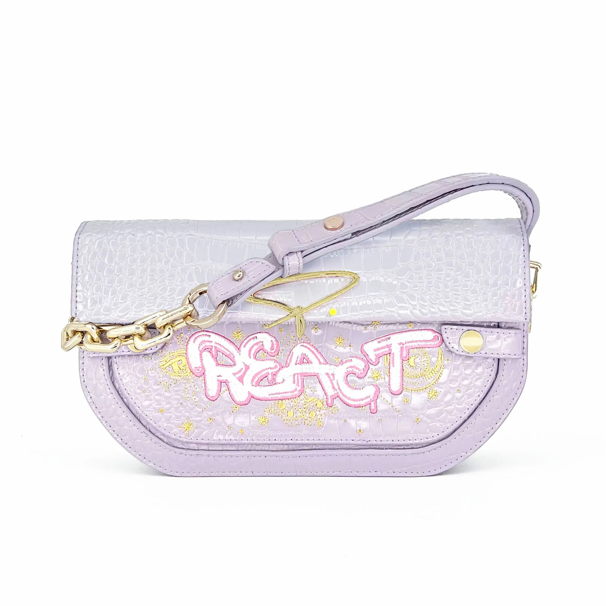 239E EMBROIDERED SIGNATURE SHOULDER BAG IN WHITE