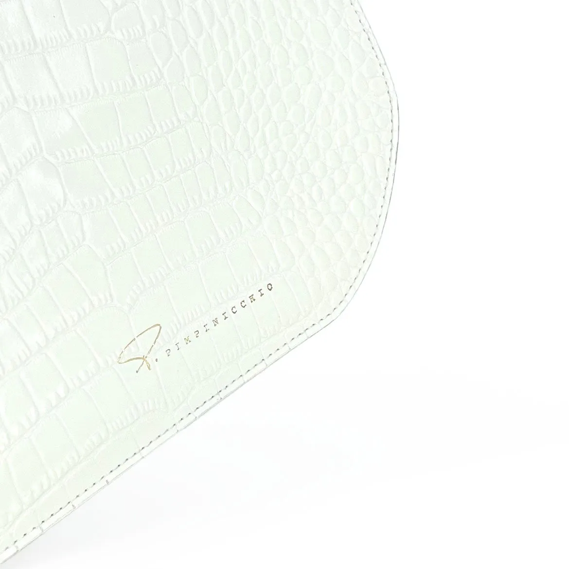 239E EMBROIDERED SIGNATURE SHOULDER BAG IN WHITE