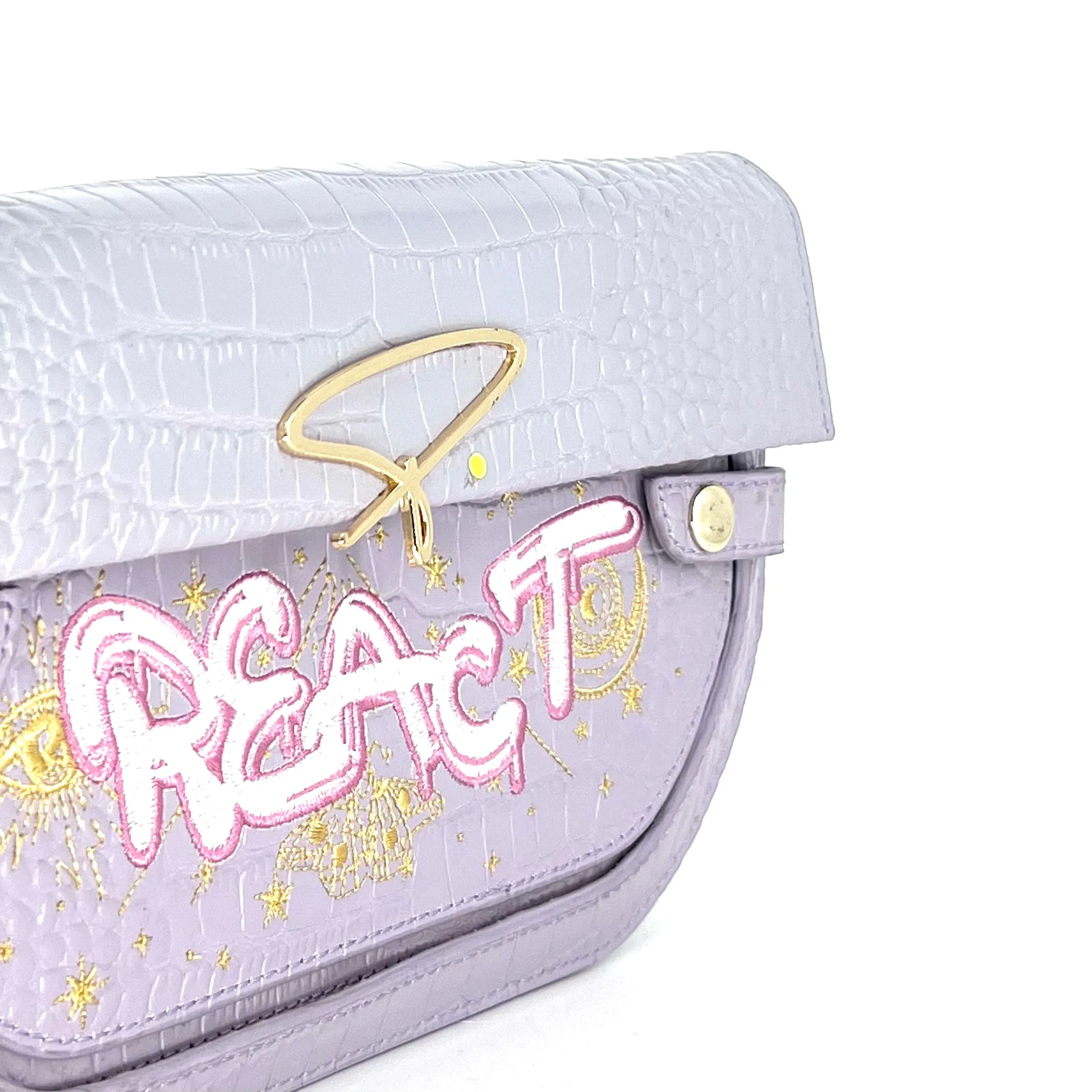 239E EMBROIDERED SIGNATURE SHOULDER BAG IN WHITE