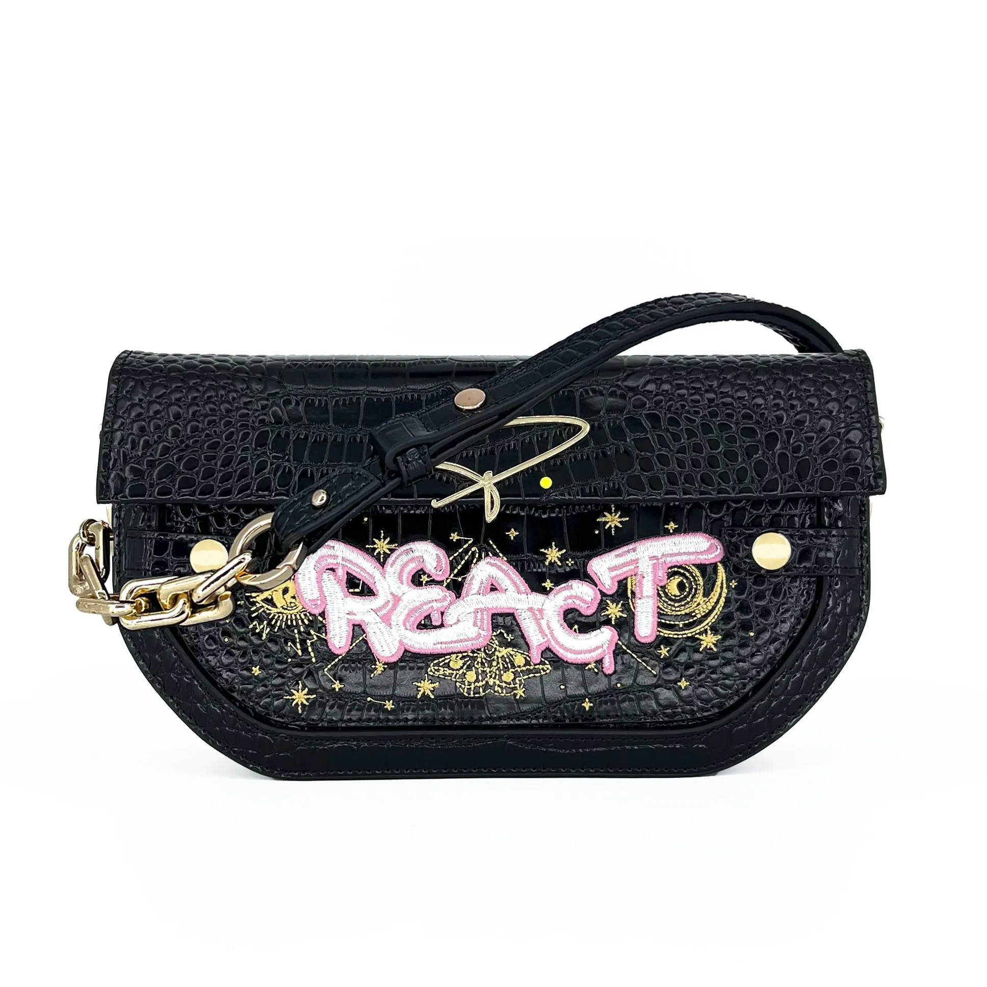239E EMBROIDERED SIGNATURE SHOULDER BAG IN WHITE