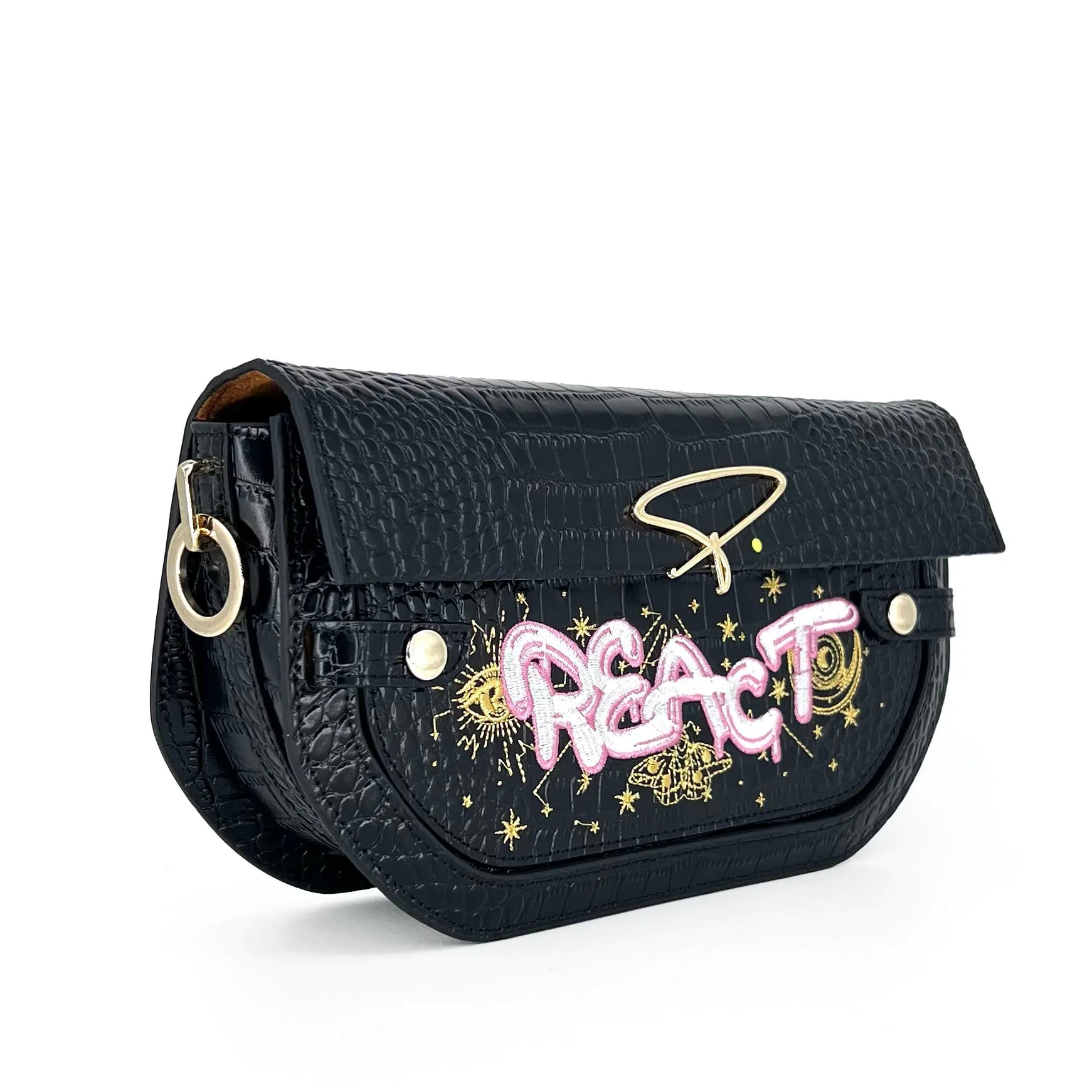 239E EMBROIDERED SIGNATURE SHOULDER BAG IN WHITE