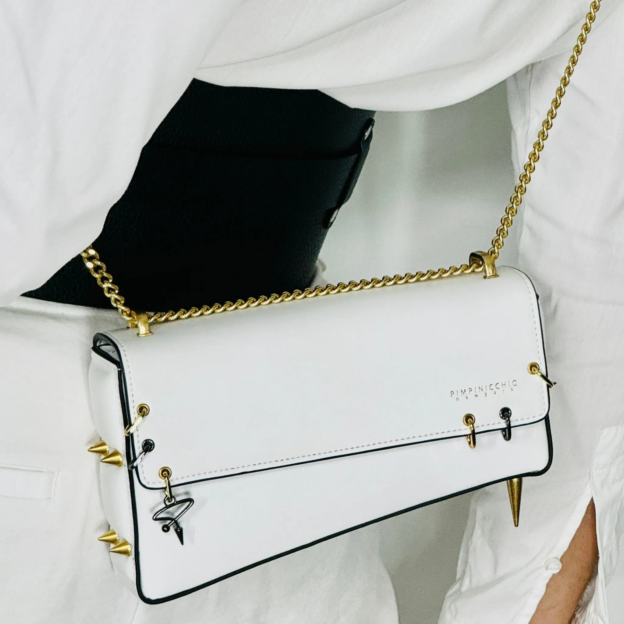 30H Asymmetrical Chain Bag in Black