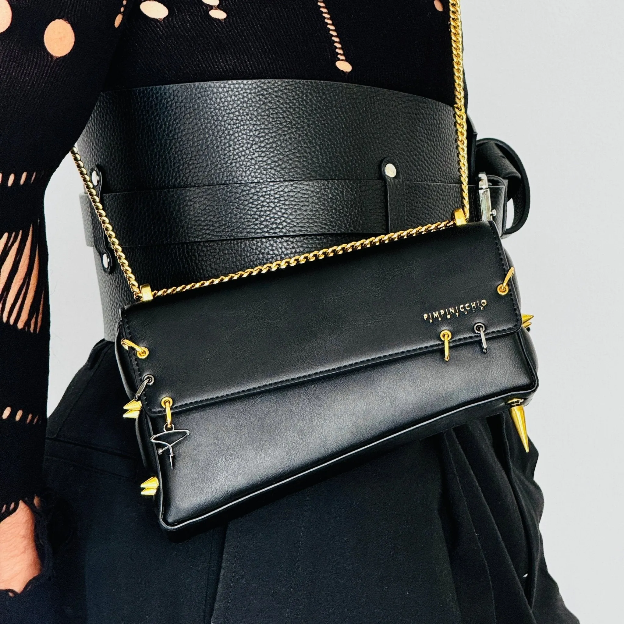 30H Asymmetrical Chain Bag in Black