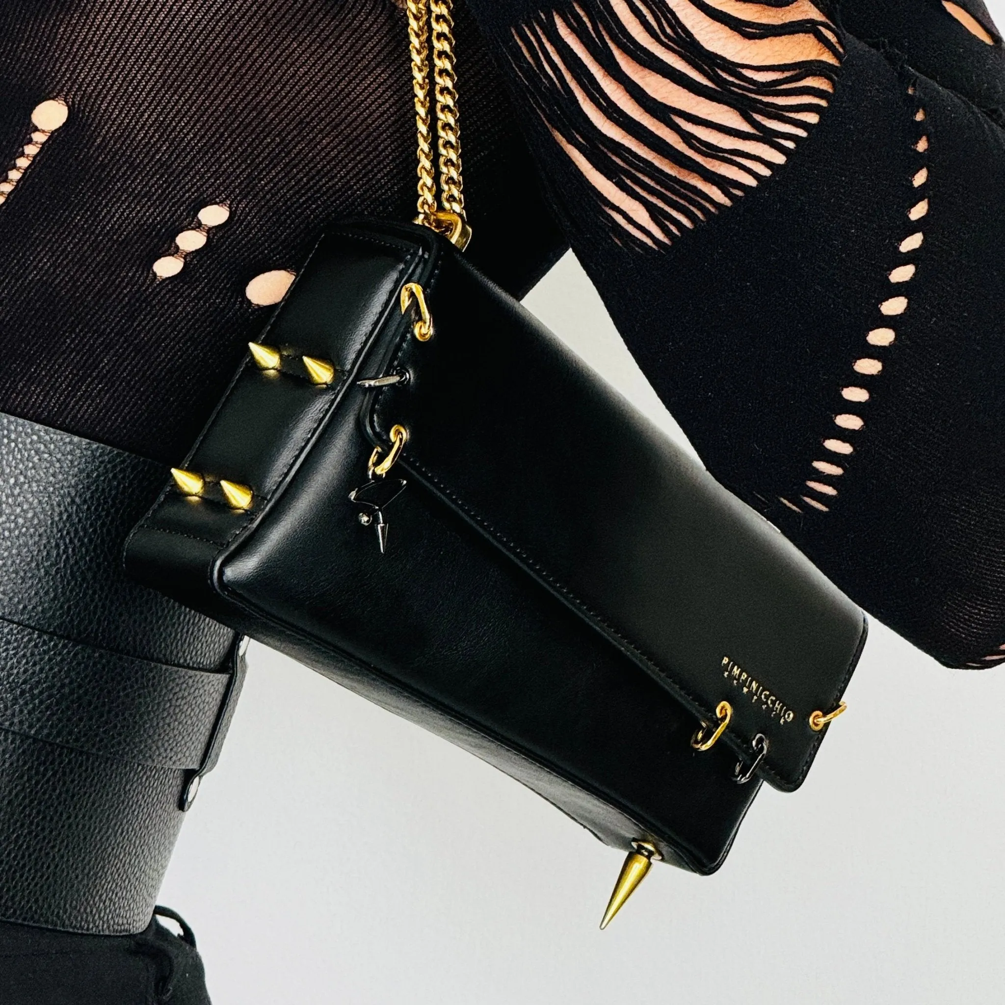 30H Asymmetrical Chain Bag in Black