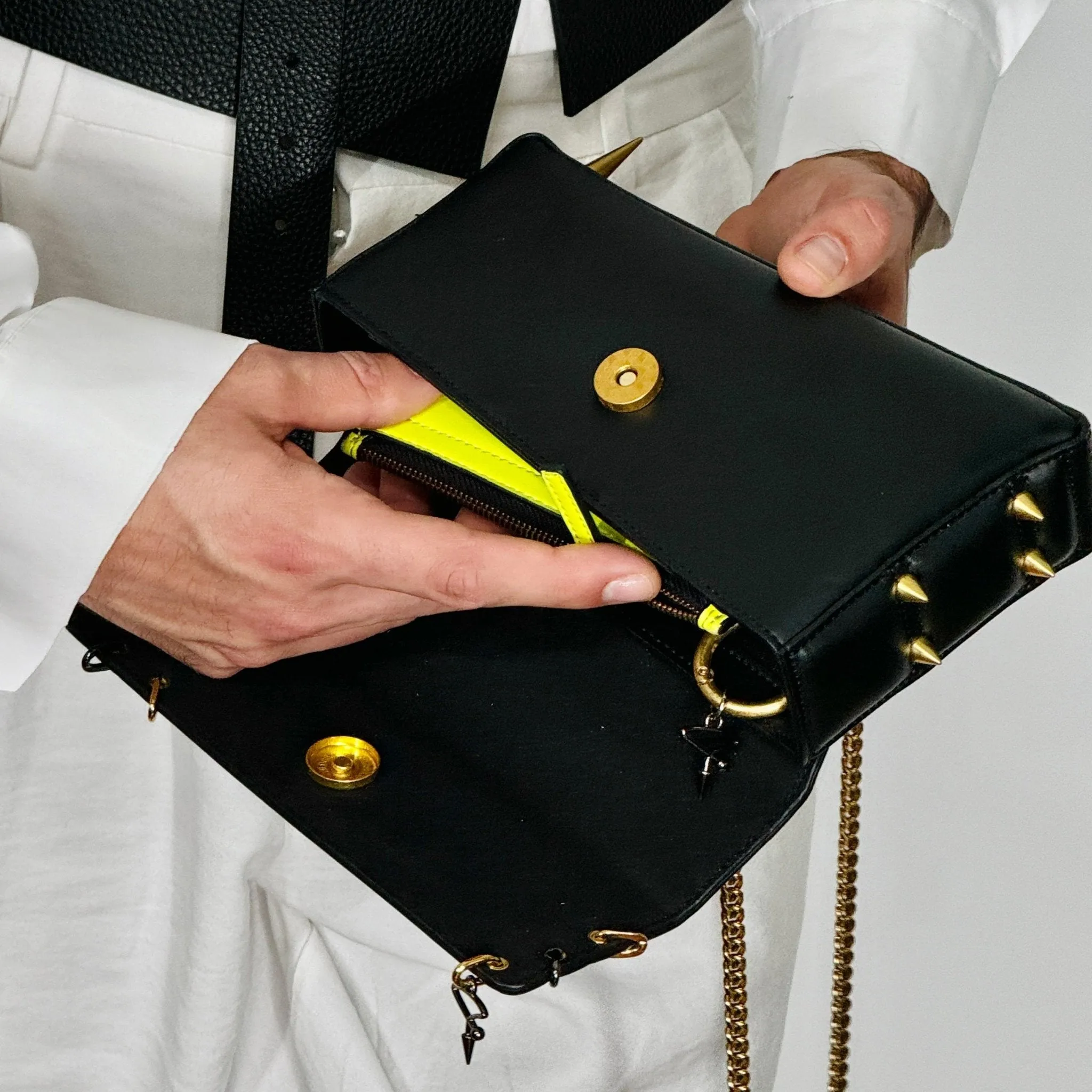 30H Asymmetrical Chain Bag in Black