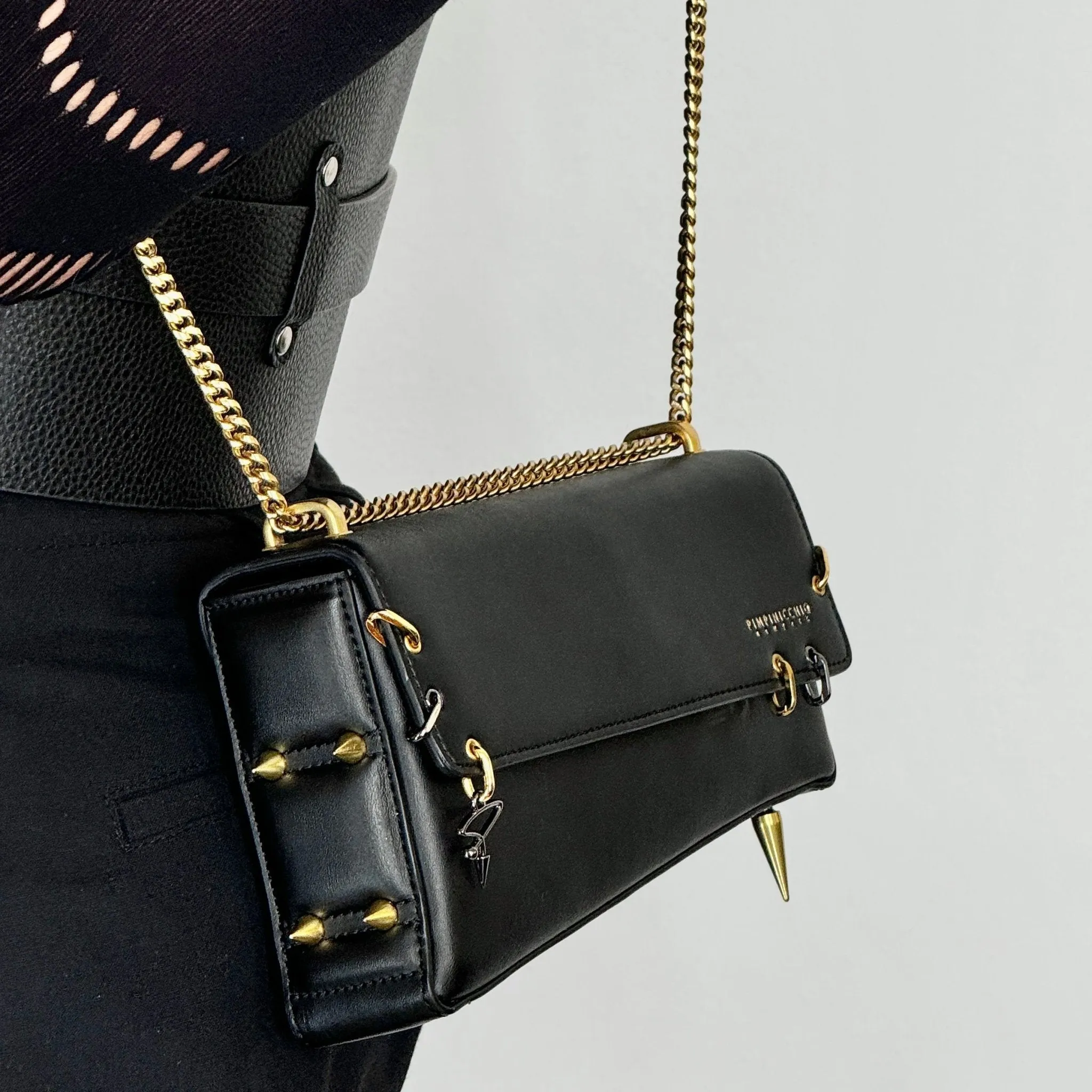 30H Asymmetrical Chain Bag in Black