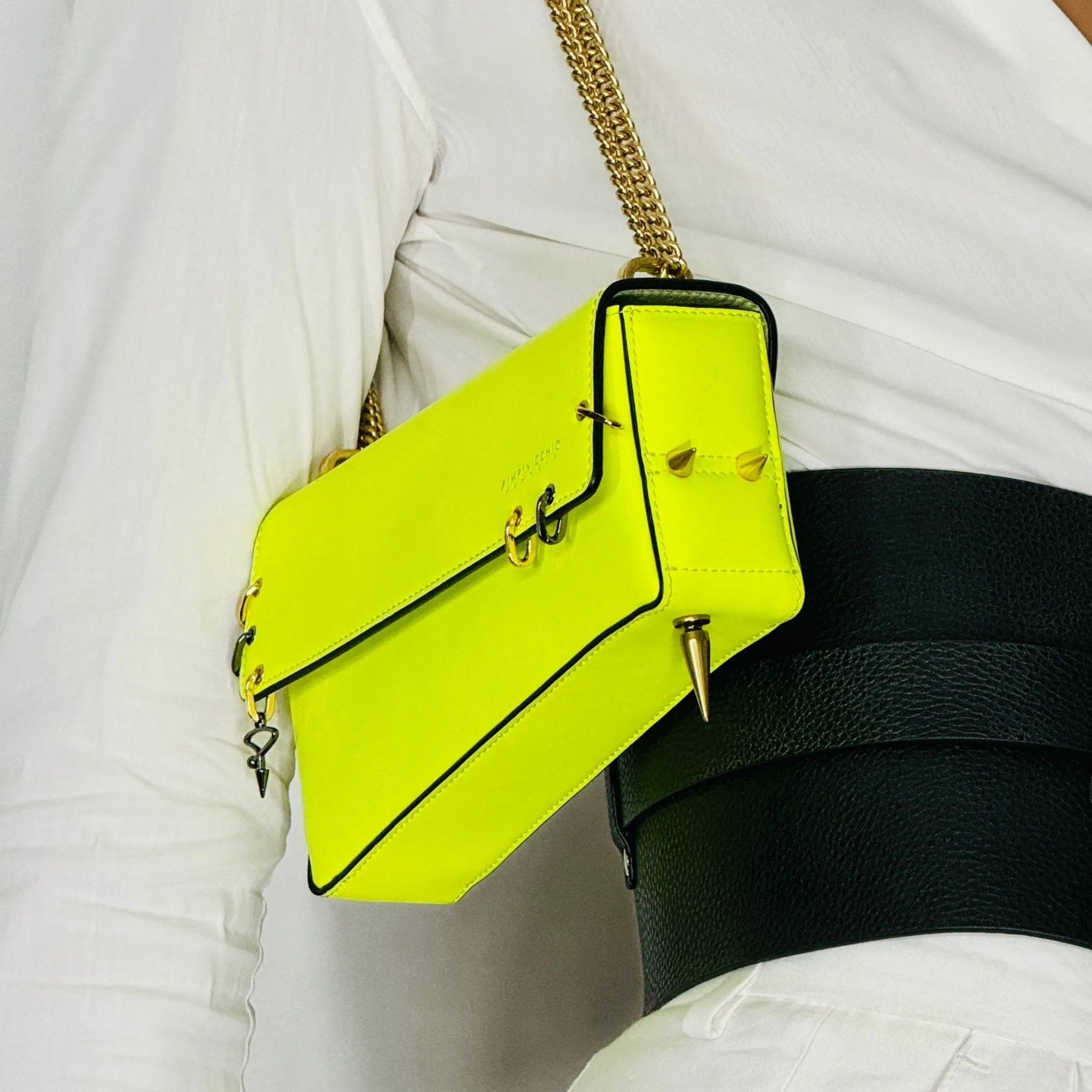 30H Asymmetrical Chain Bag in Black