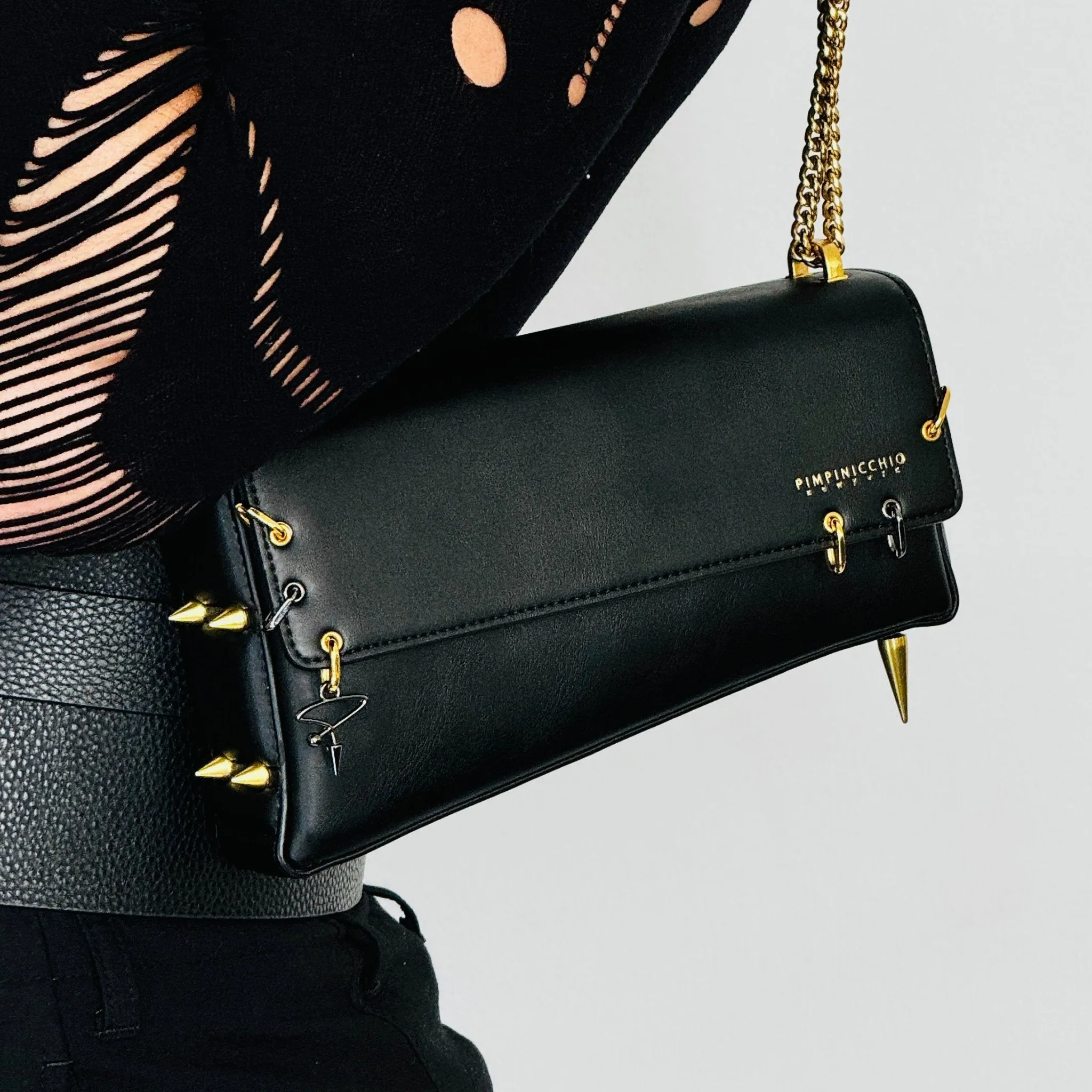 30H Asymmetrical Chain Bag in Black
