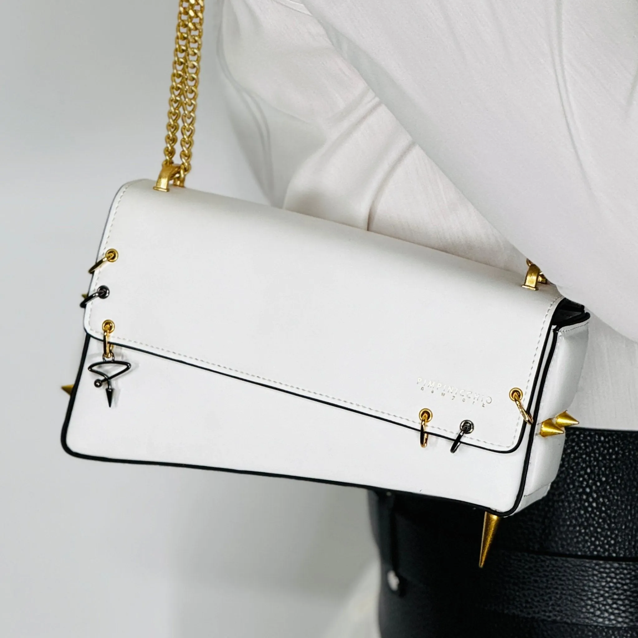 30H Asymmetrical Chain Bag in White