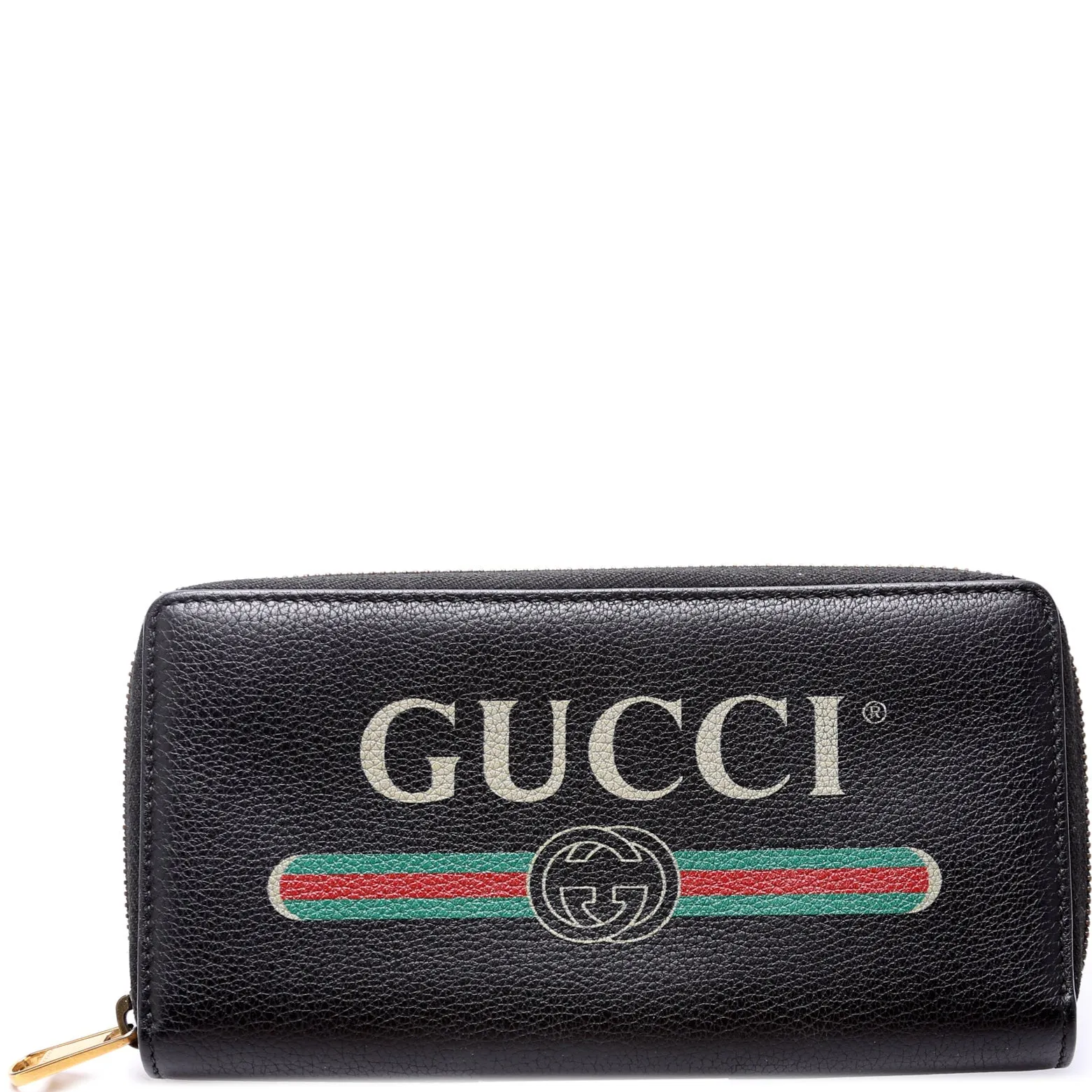 496317 Retro Logo Leather Zip Around Wallet