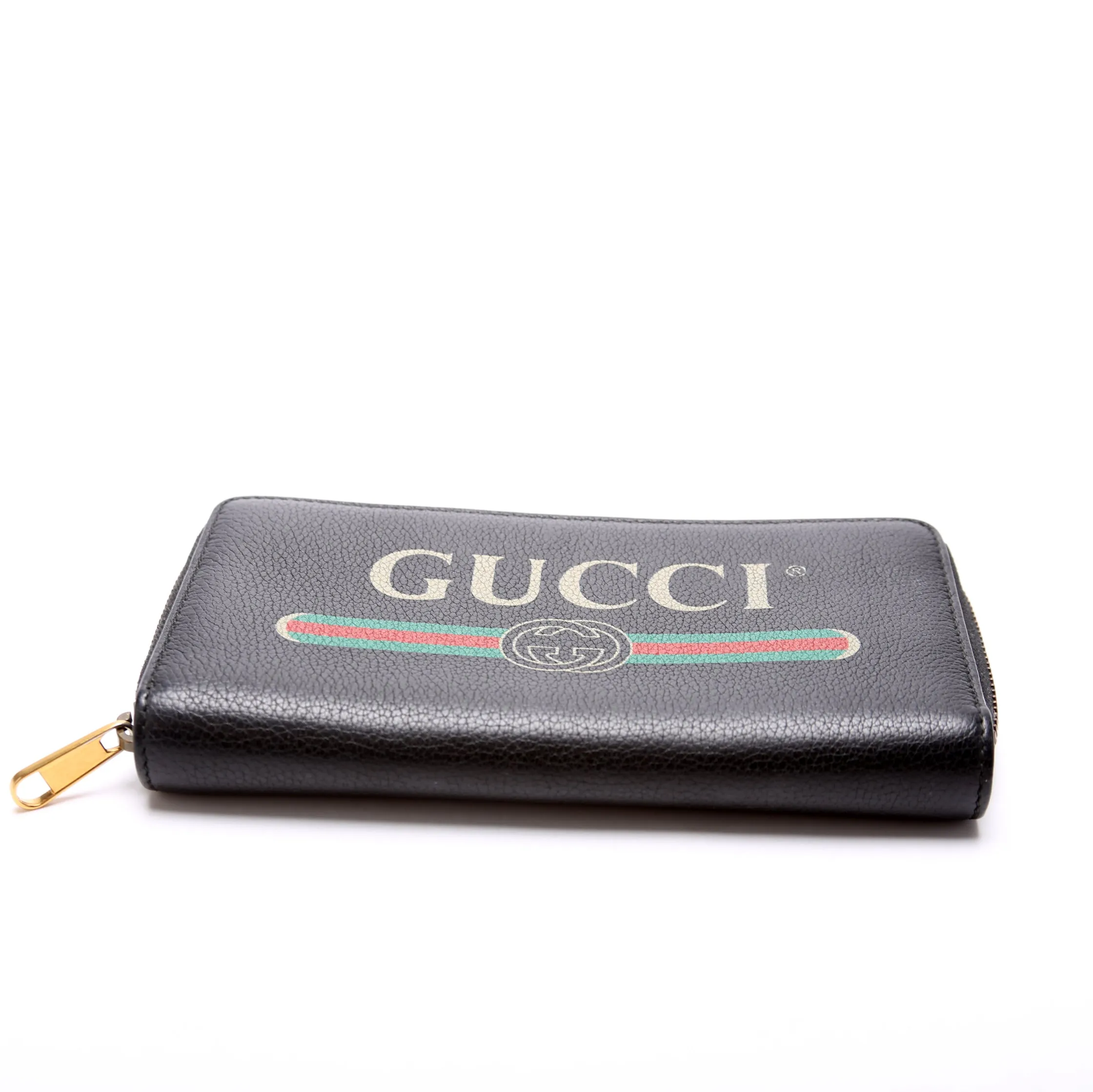 496317 Retro Logo Leather Zip Around Wallet