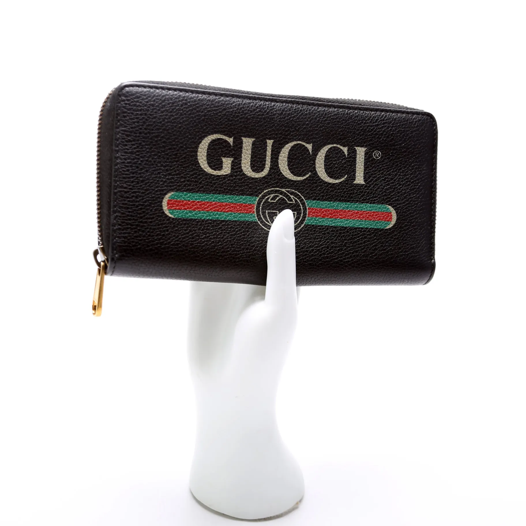 496317 Retro Logo Leather Zip Around Wallet