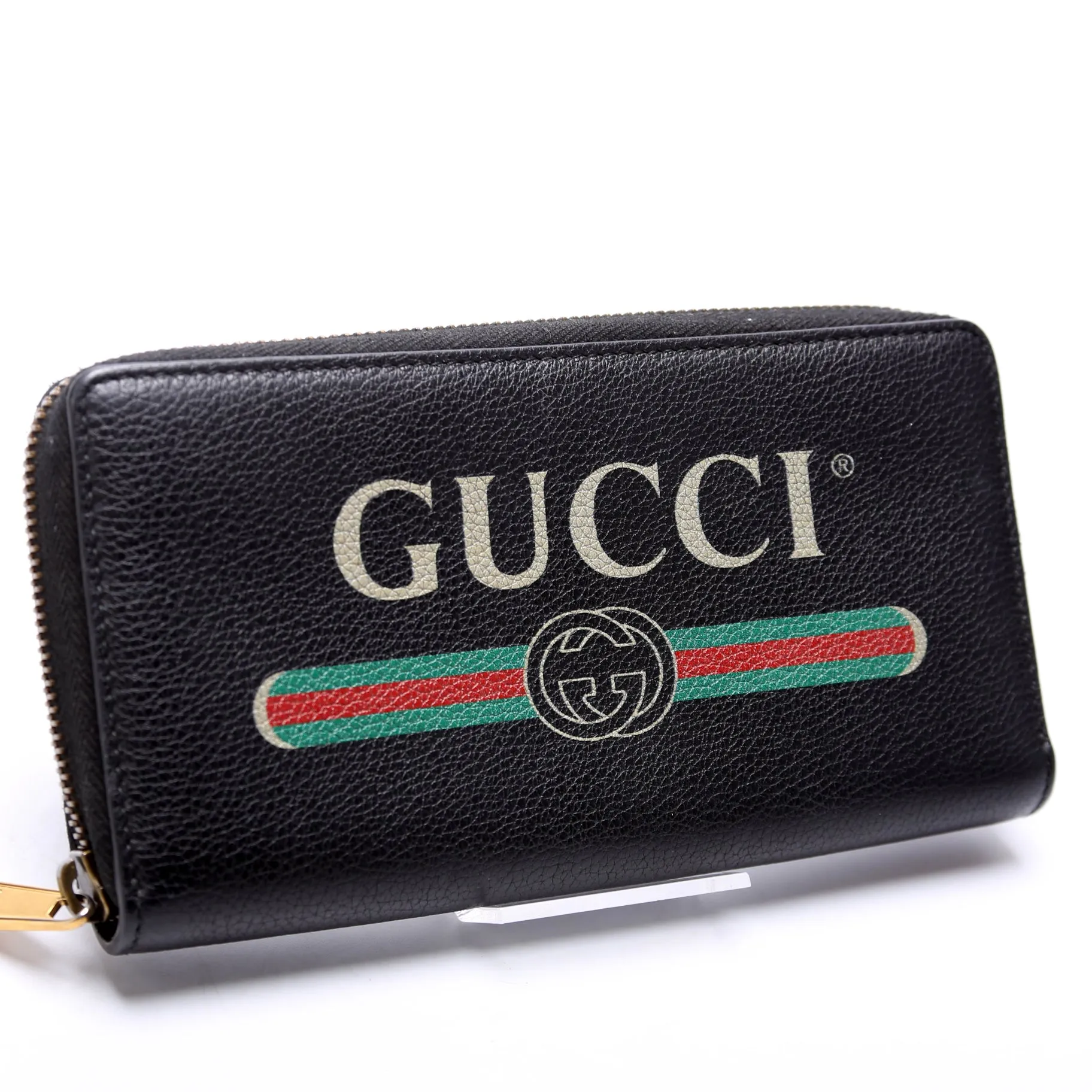 496317 Retro Logo Leather Zip Around Wallet