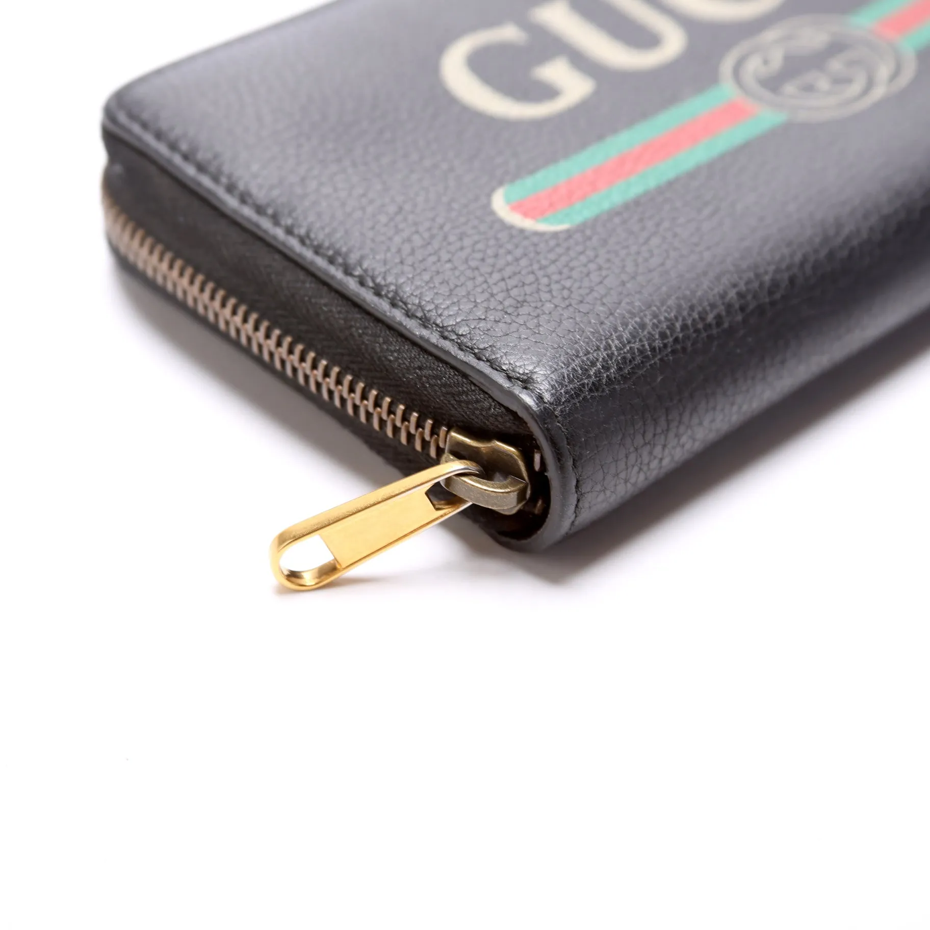 496317 Retro Logo Leather Zip Around Wallet