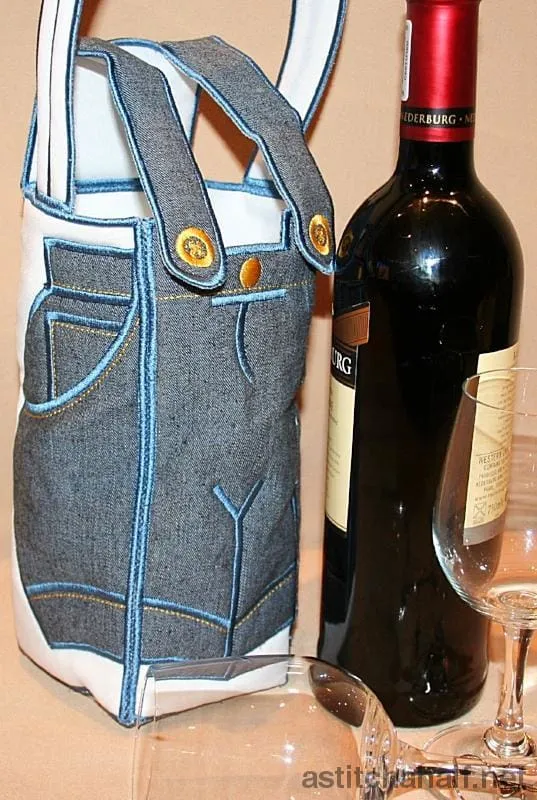 Applique Wine Bag Dungaree