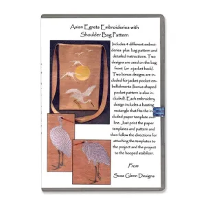 Asian Egrets Embroideries with Shoulder Bag