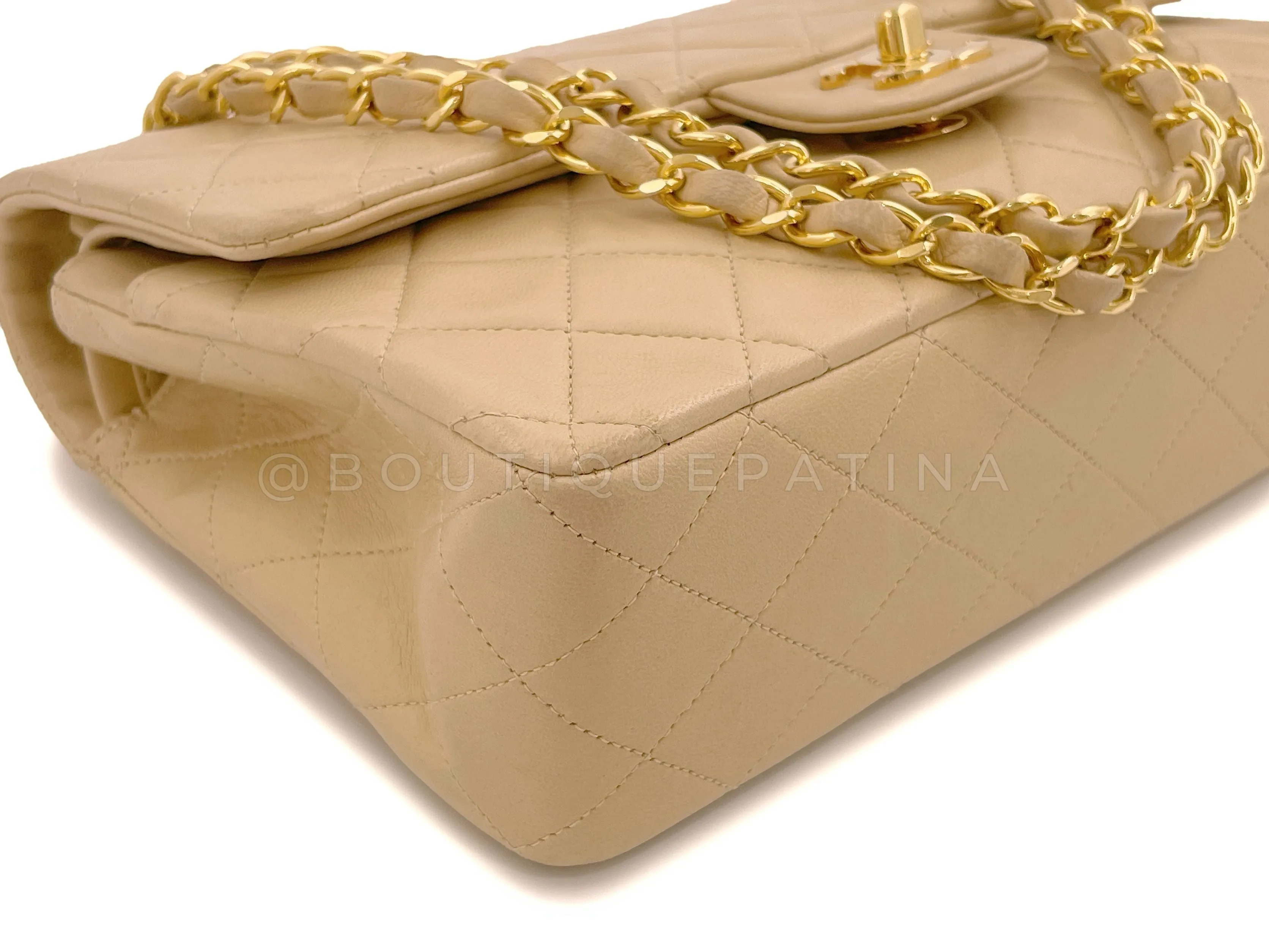 Chanel 1996 Vintage Beige Medium Classic Double Flap Bag 24k GHW