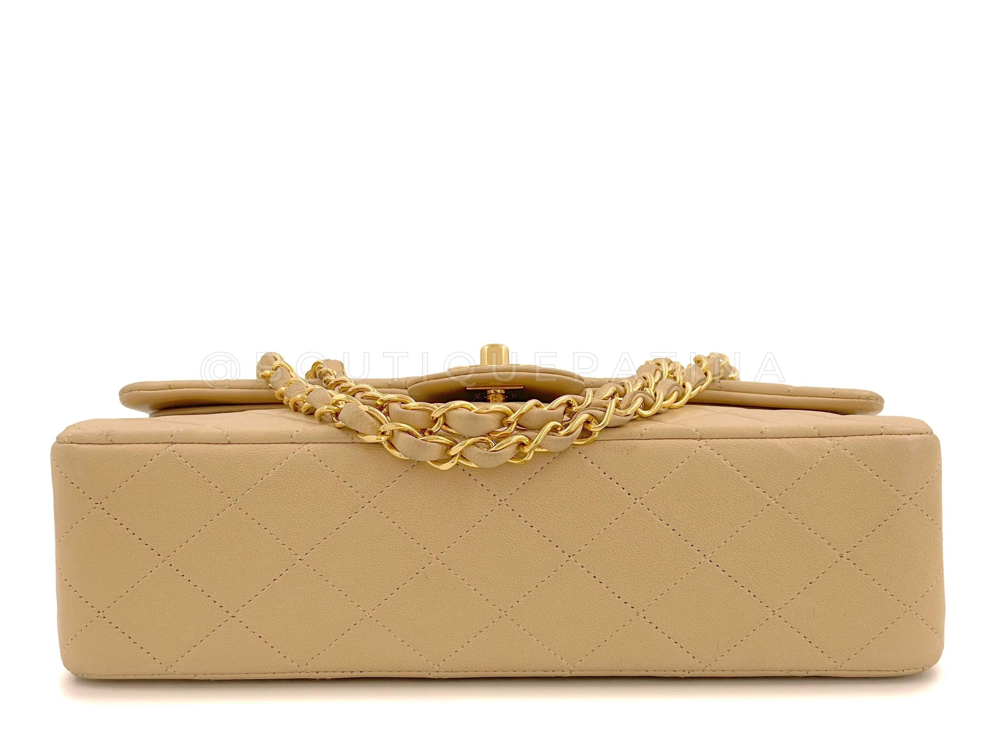 Chanel 1996 Vintage Beige Medium Classic Double Flap Bag 24k GHW