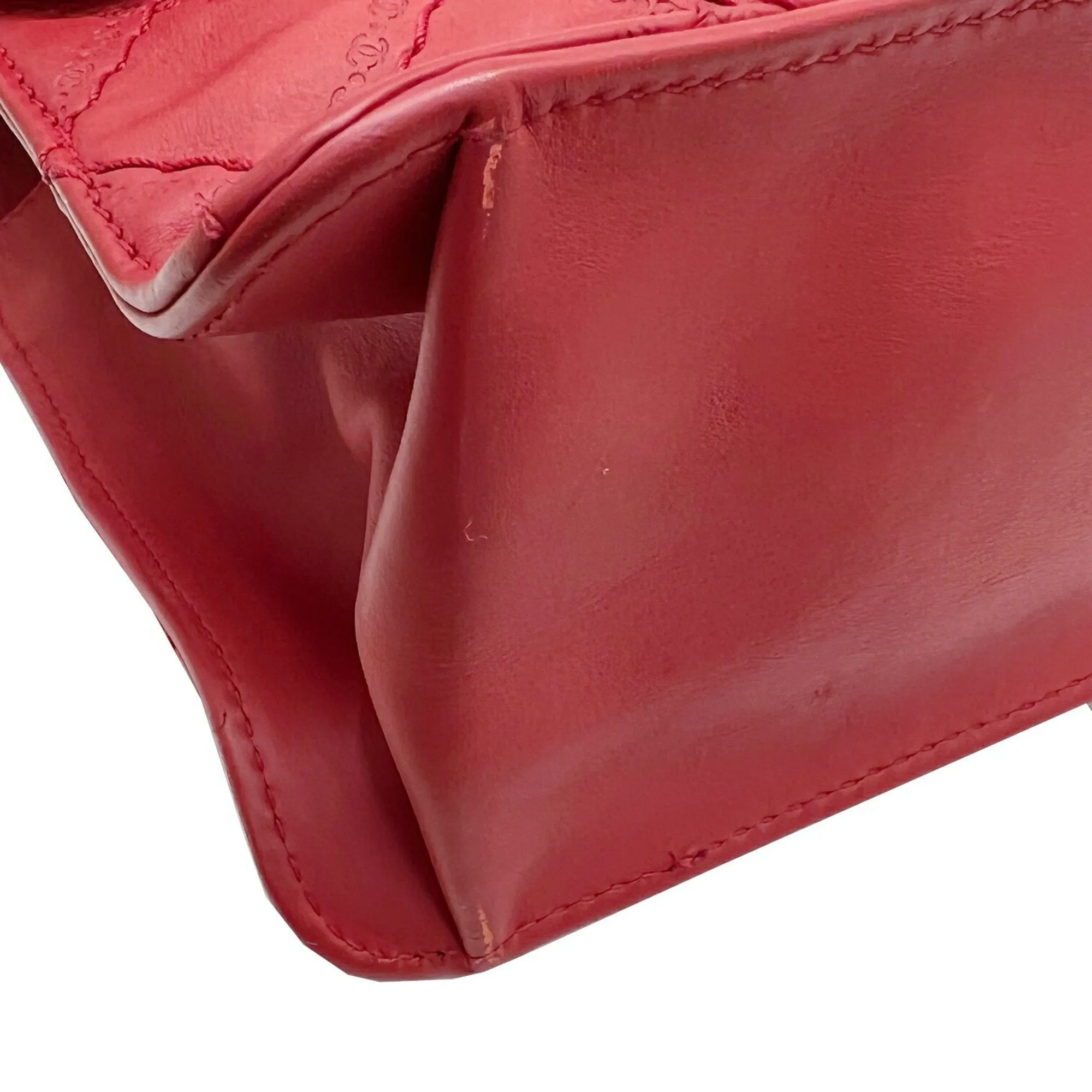 Chanel 2.55 matelasse chain shoulder bag red coco mark leather antique silver matte vintage metal fittings Matelasse Bag COCO