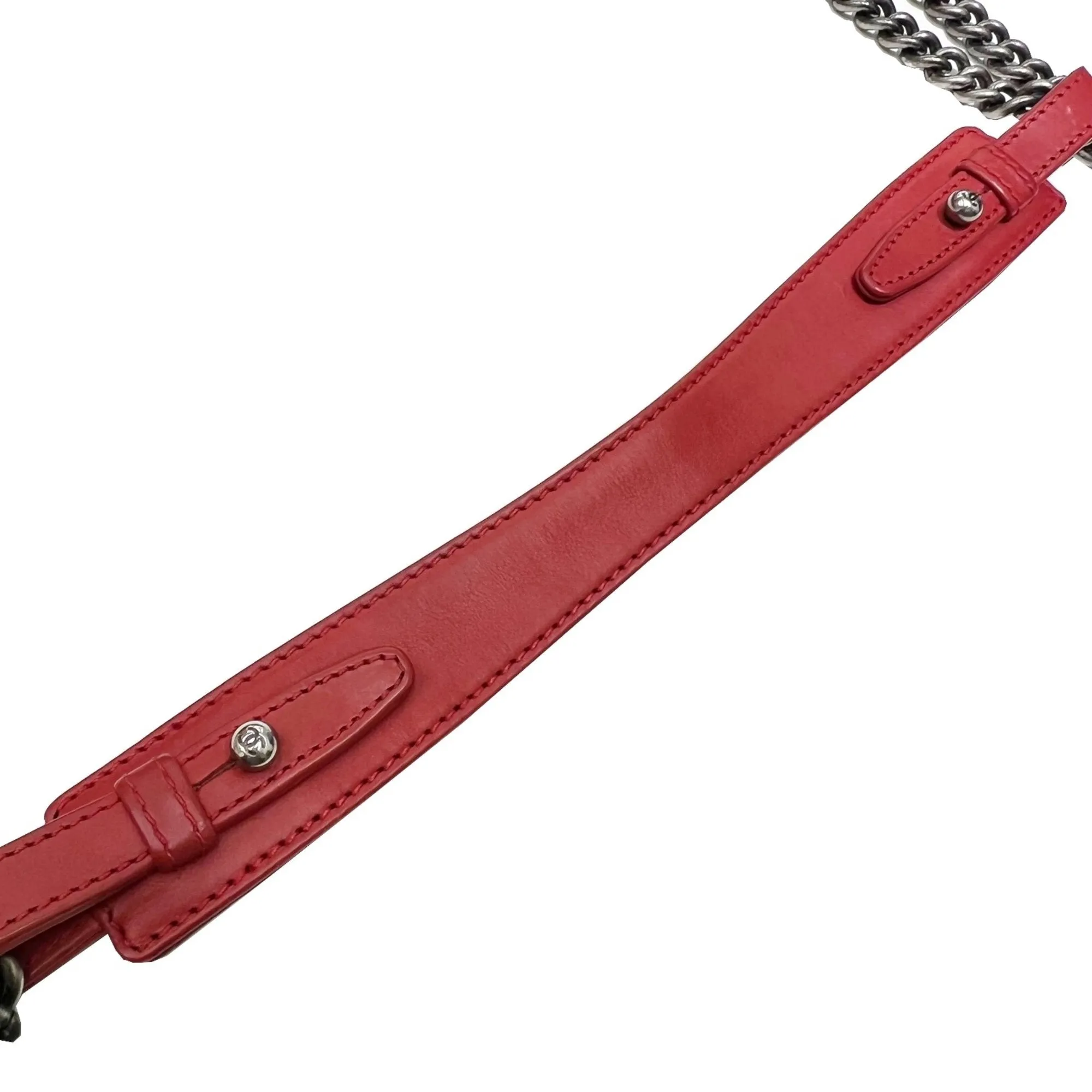 Chanel 2.55 matelasse chain shoulder bag red coco mark leather antique silver matte vintage metal fittings Matelasse Bag COCO