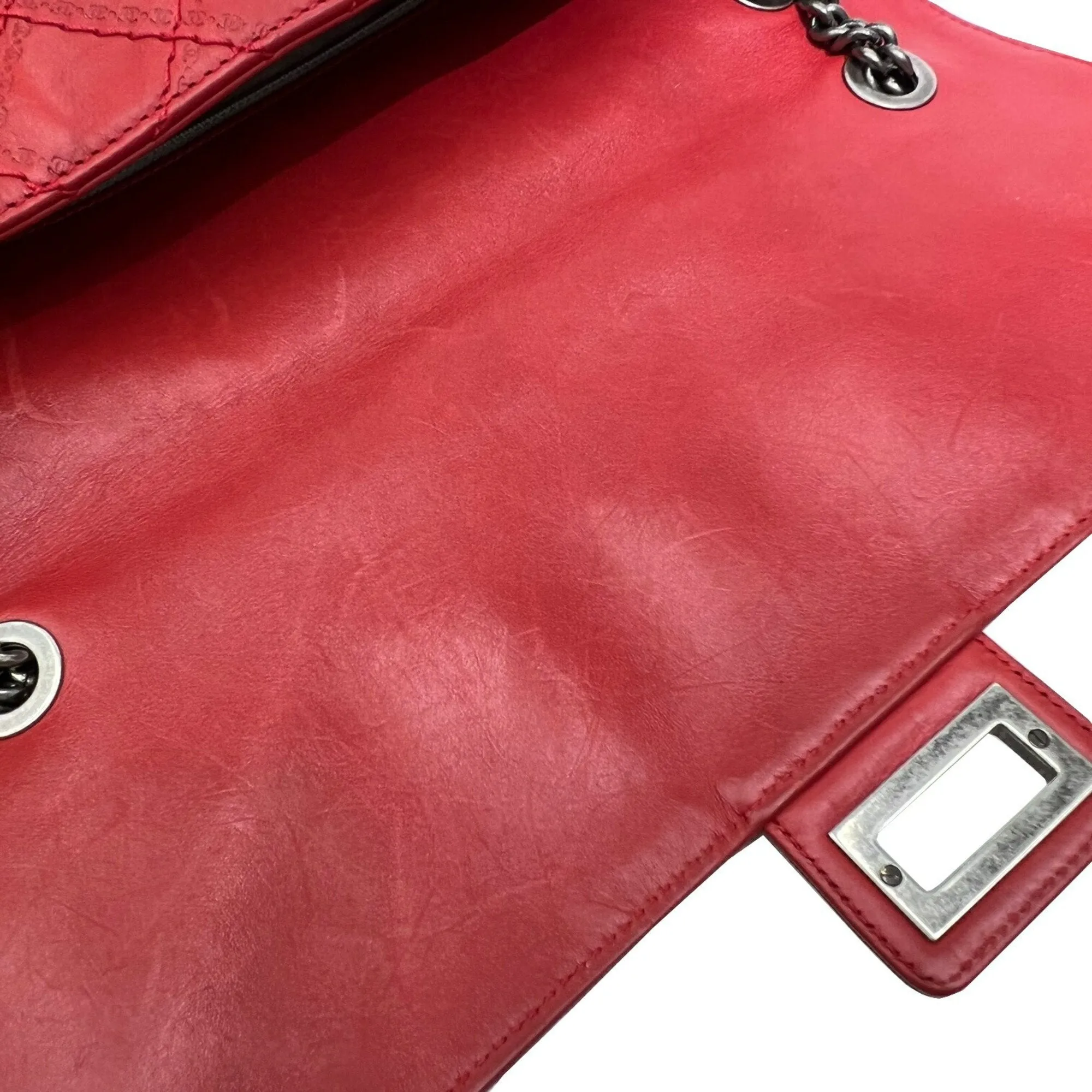Chanel 2.55 matelasse chain shoulder bag red coco mark leather antique silver matte vintage metal fittings Matelasse Bag COCO
