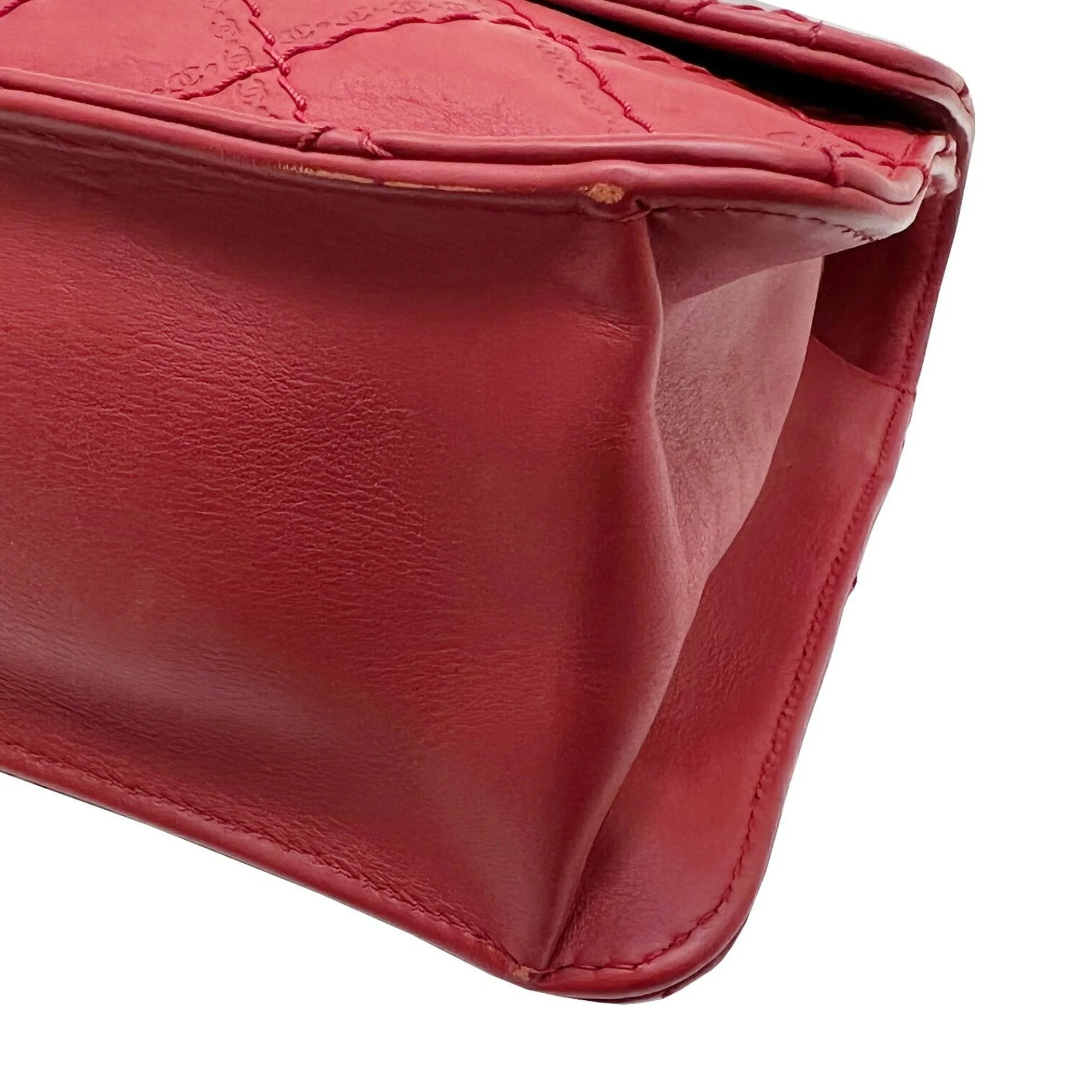 Chanel 2.55 matelasse chain shoulder bag red coco mark leather antique silver matte vintage metal fittings Matelasse Bag COCO
