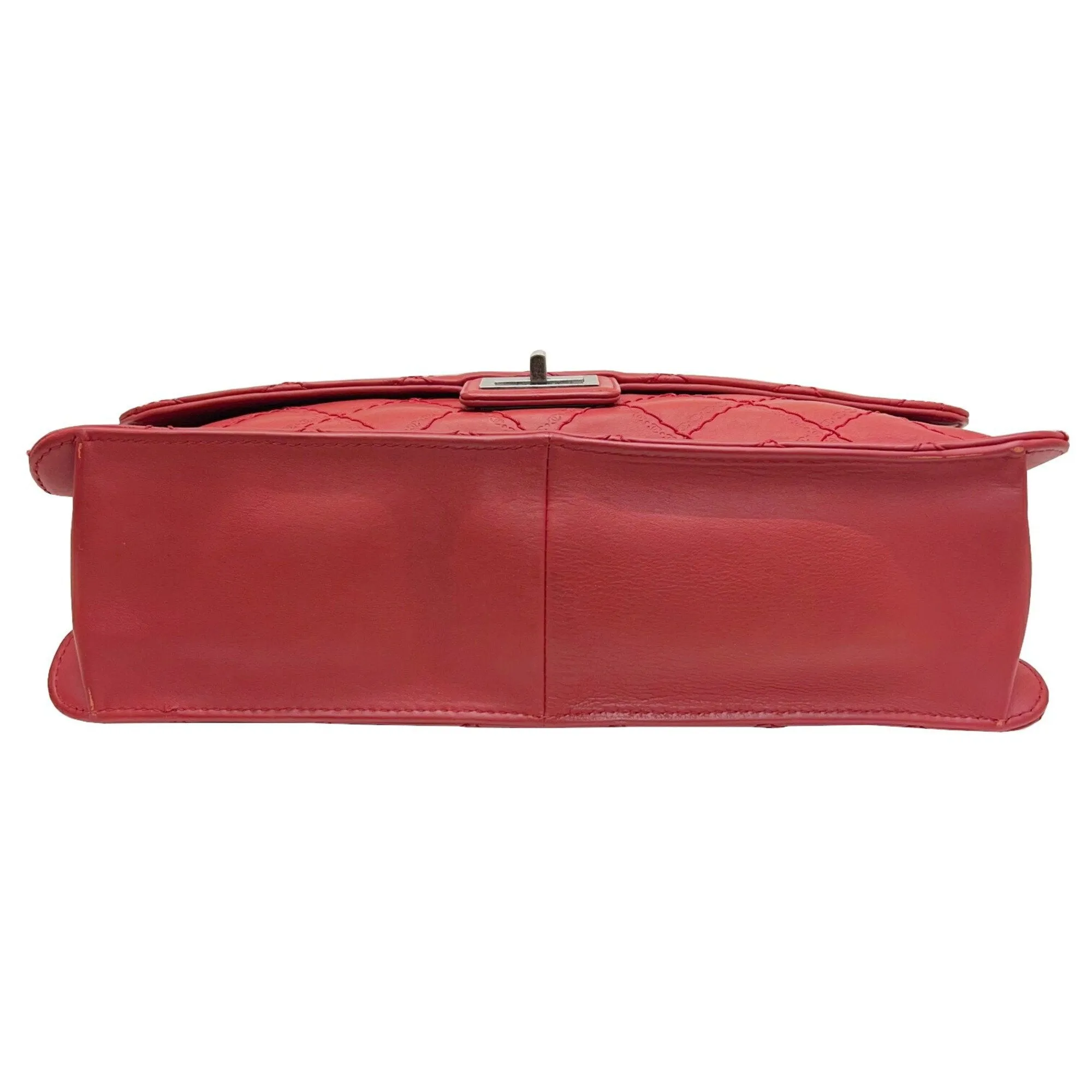 Chanel 2.55 matelasse chain shoulder bag red coco mark leather antique silver matte vintage metal fittings Matelasse Bag COCO