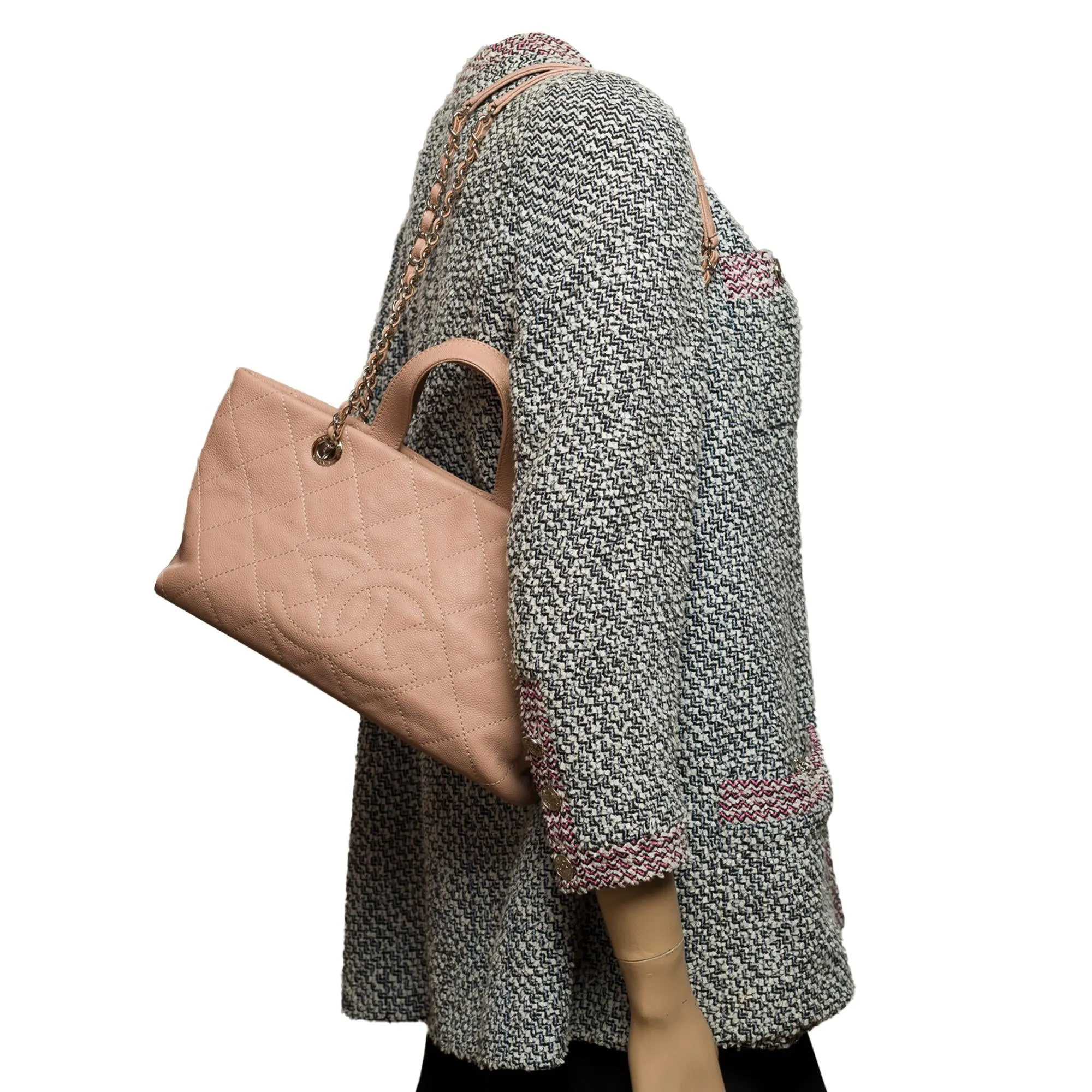 CHANEL Amazing Mini shopping Tote bag in Pink Caviar quilted leather, SHW