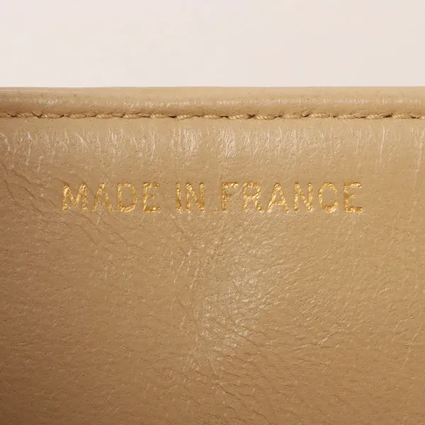CHANEL Around 1990 Made Big Square Classic Flap Chain Bag Beige