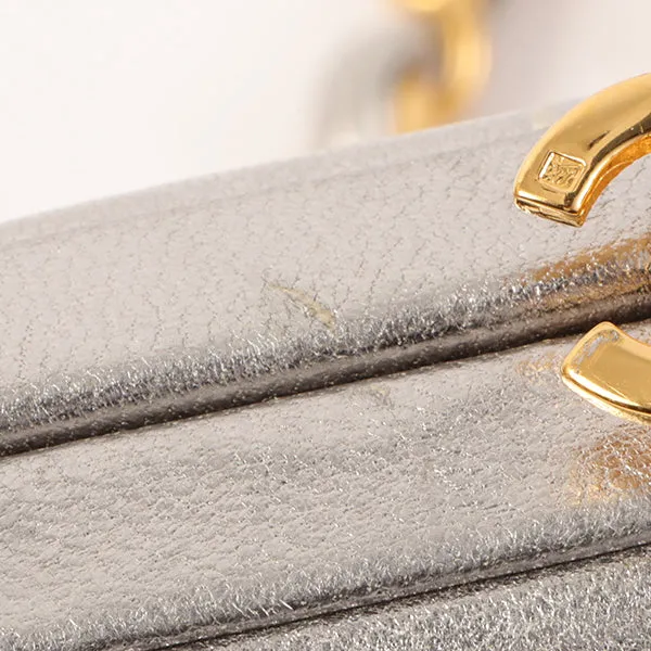Chanel Around 1997 Made Turn-Lock Metal Clasp Chain Bag Silver