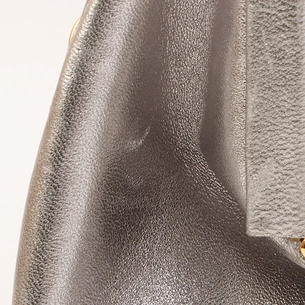 Chanel Around 1997 Made Turn-Lock Metal Clasp Chain Bag Silver