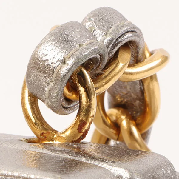 Chanel Around 1997 Made Turn-Lock Metal Clasp Chain Bag Silver