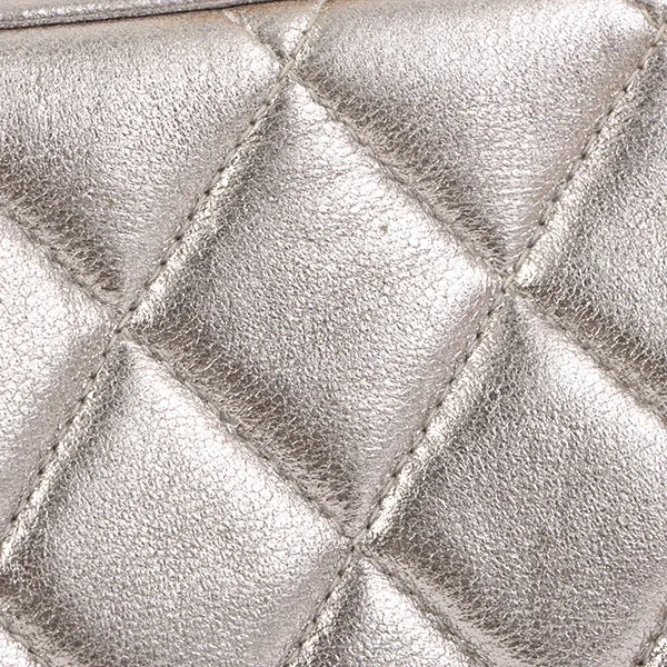 Chanel Around 1997 Made Turn-Lock Metal Clasp Chain Bag Silver