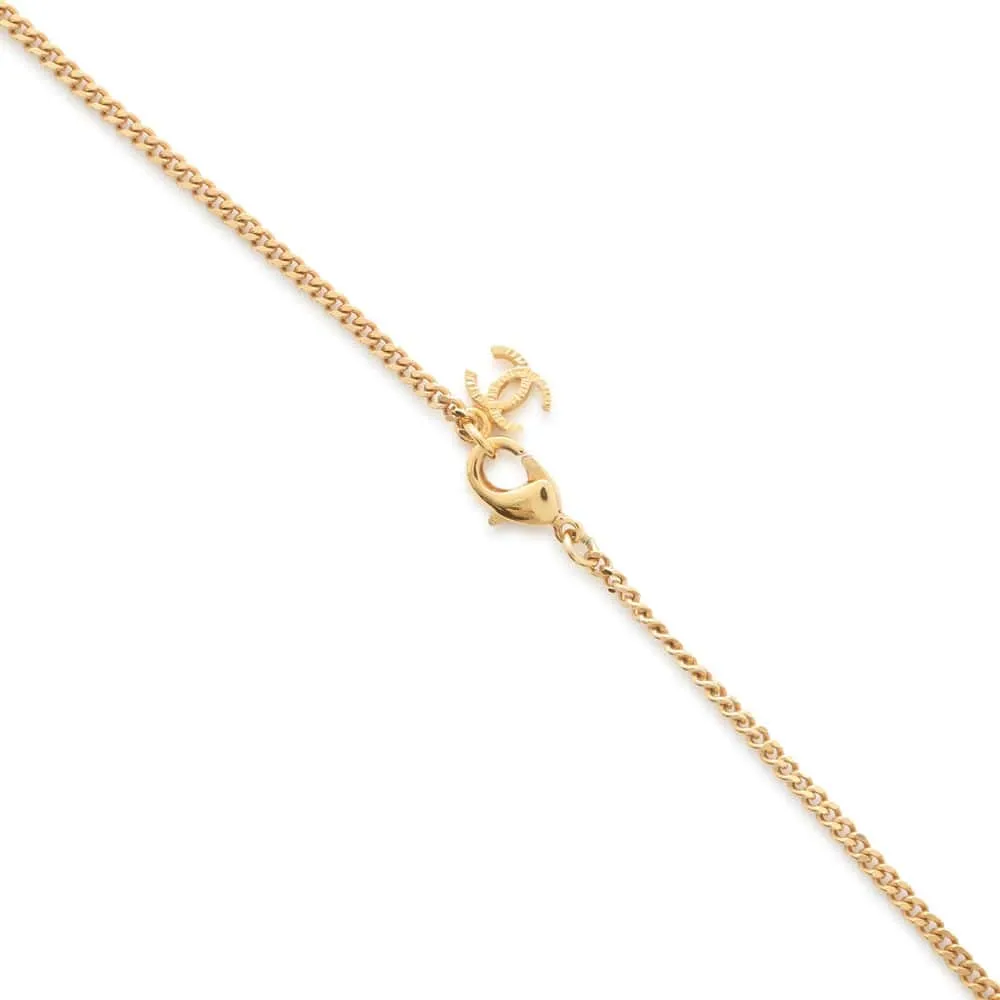 CHANEL Arrow Triangle Swing Necklace Gold AB0263 Metal