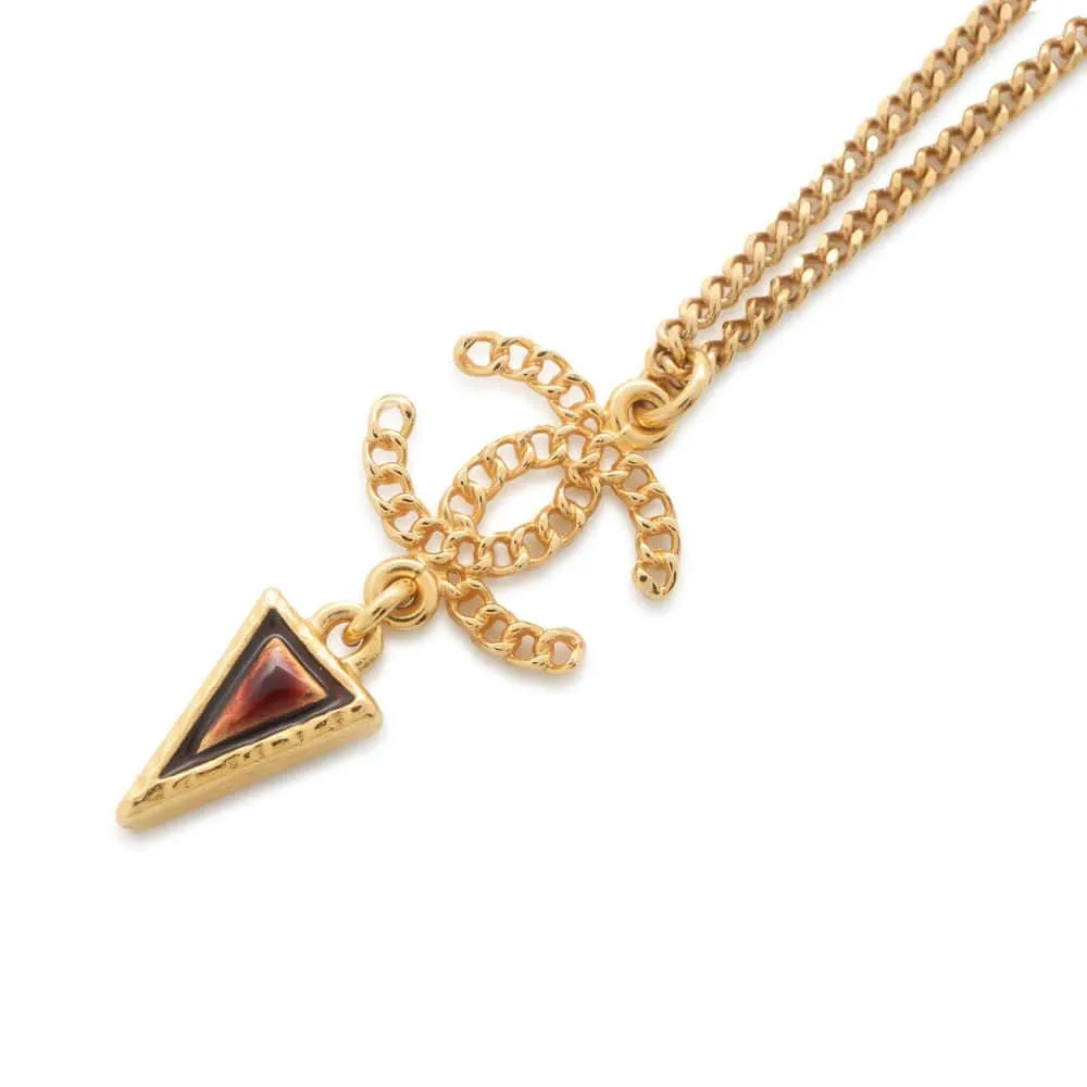 CHANEL Arrow Triangle Swing Necklace Gold AB0263 Metal