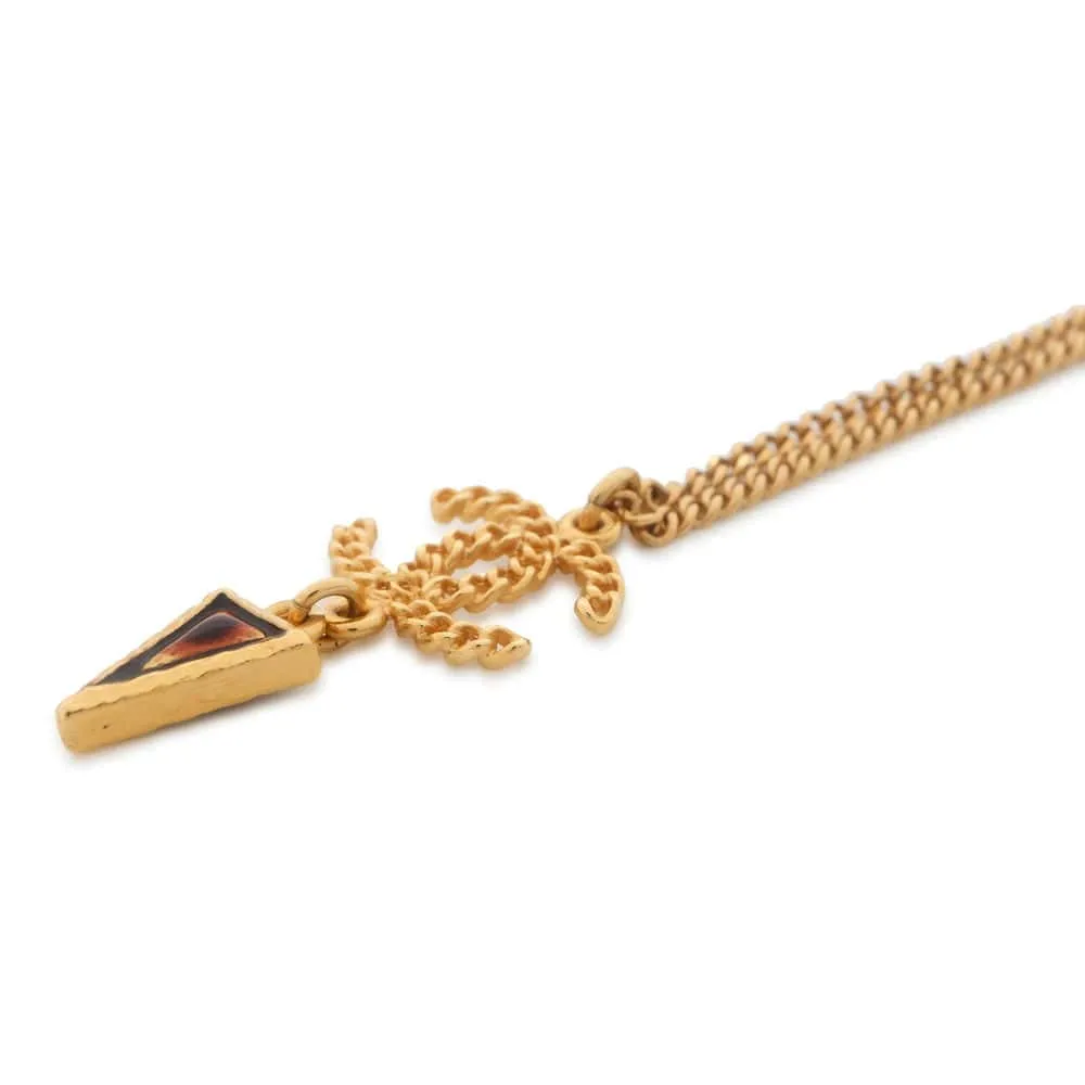 CHANEL Arrow Triangle Swing Necklace Gold AB0263 Metal
