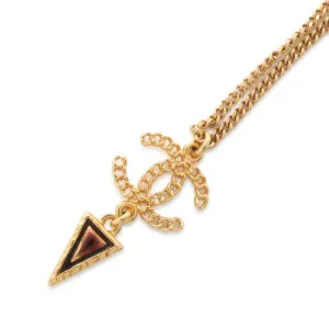 CHANEL Arrow Triangle Swing Necklace Gold AB0263 Metal