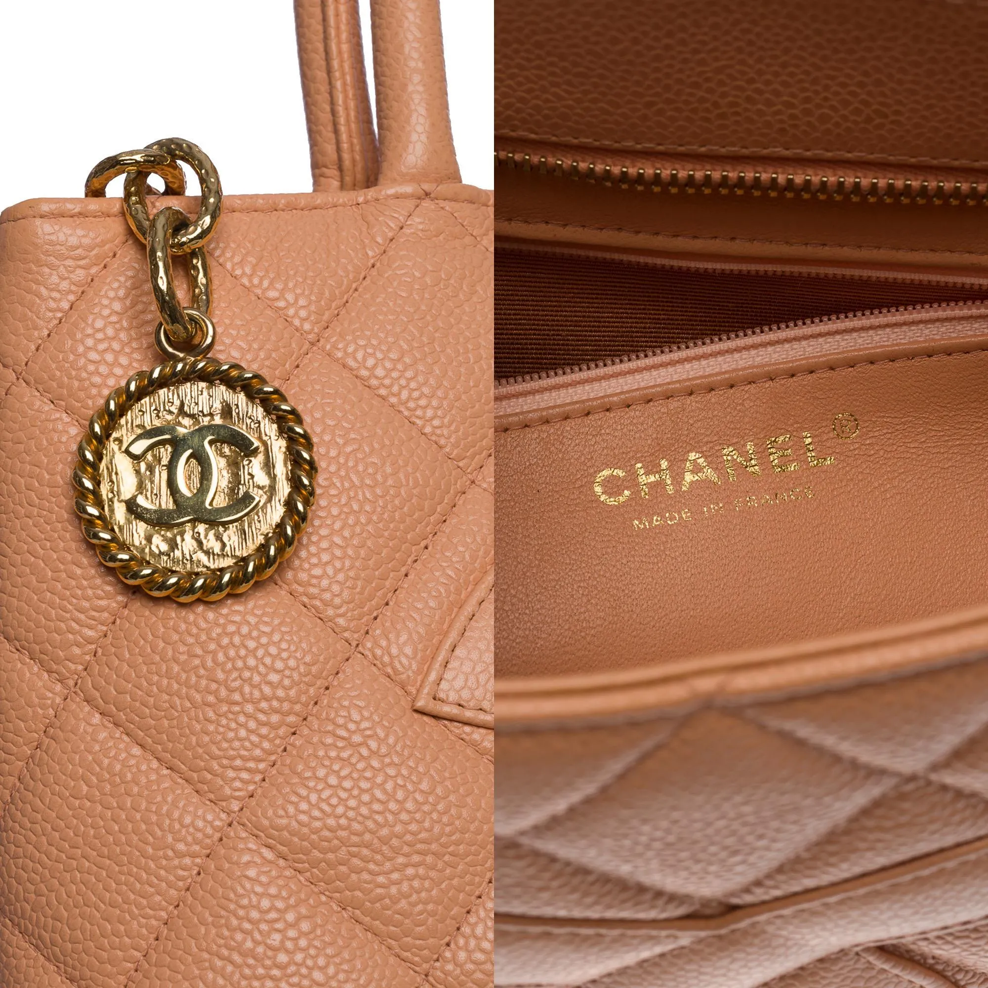 CHANEL Beautiful Cabas Medallion bag in salmon caviar leather, GHW