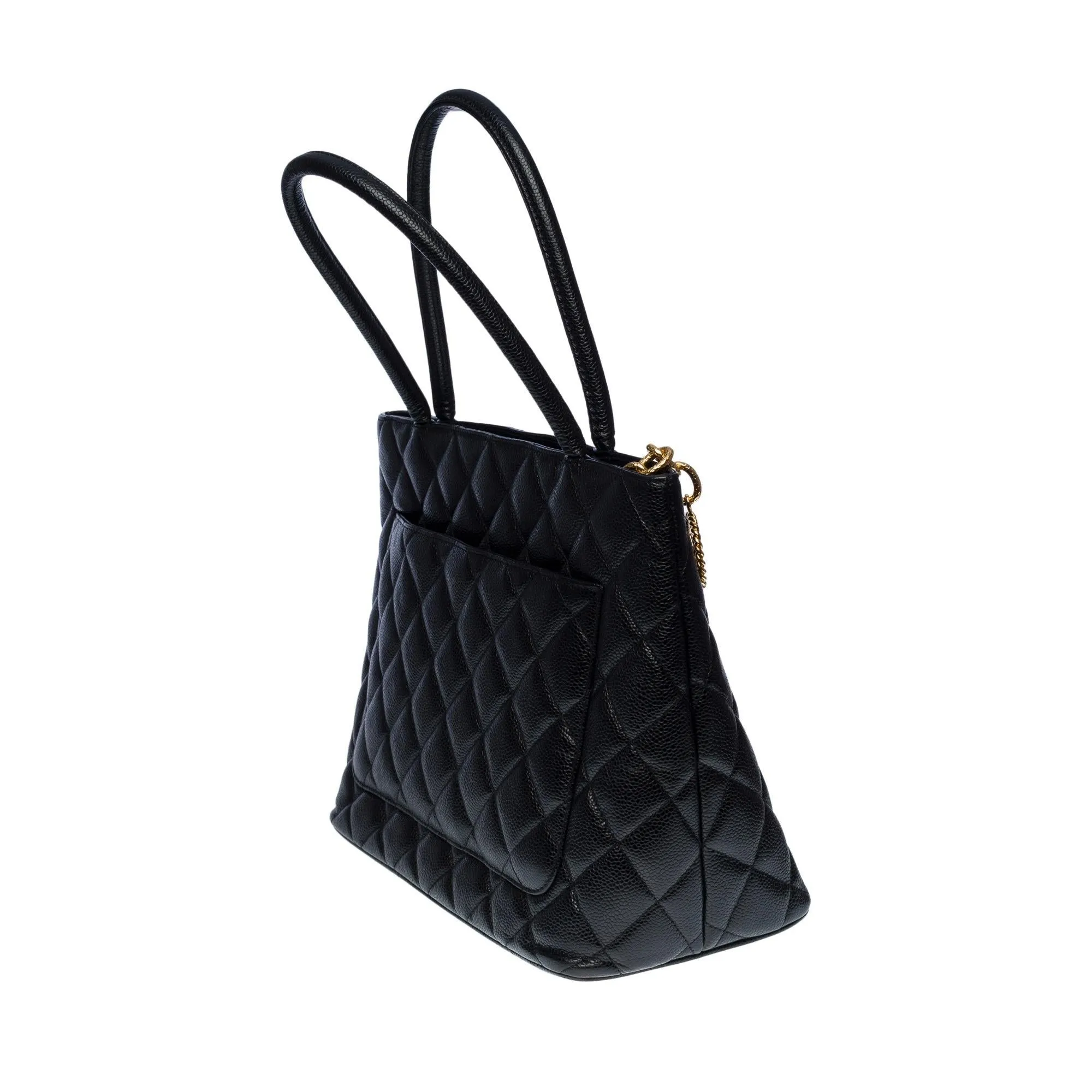 CHANEL Beautiful Medaillon Tote bag in black caviar leather, GHW