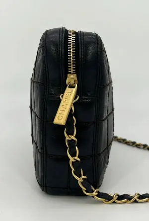 Chanel Black Square Quilted East West Chocolate Bar Bag