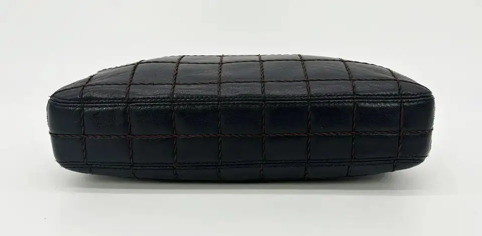 Chanel Black Square Quilted East West Chocolate Bar Bag